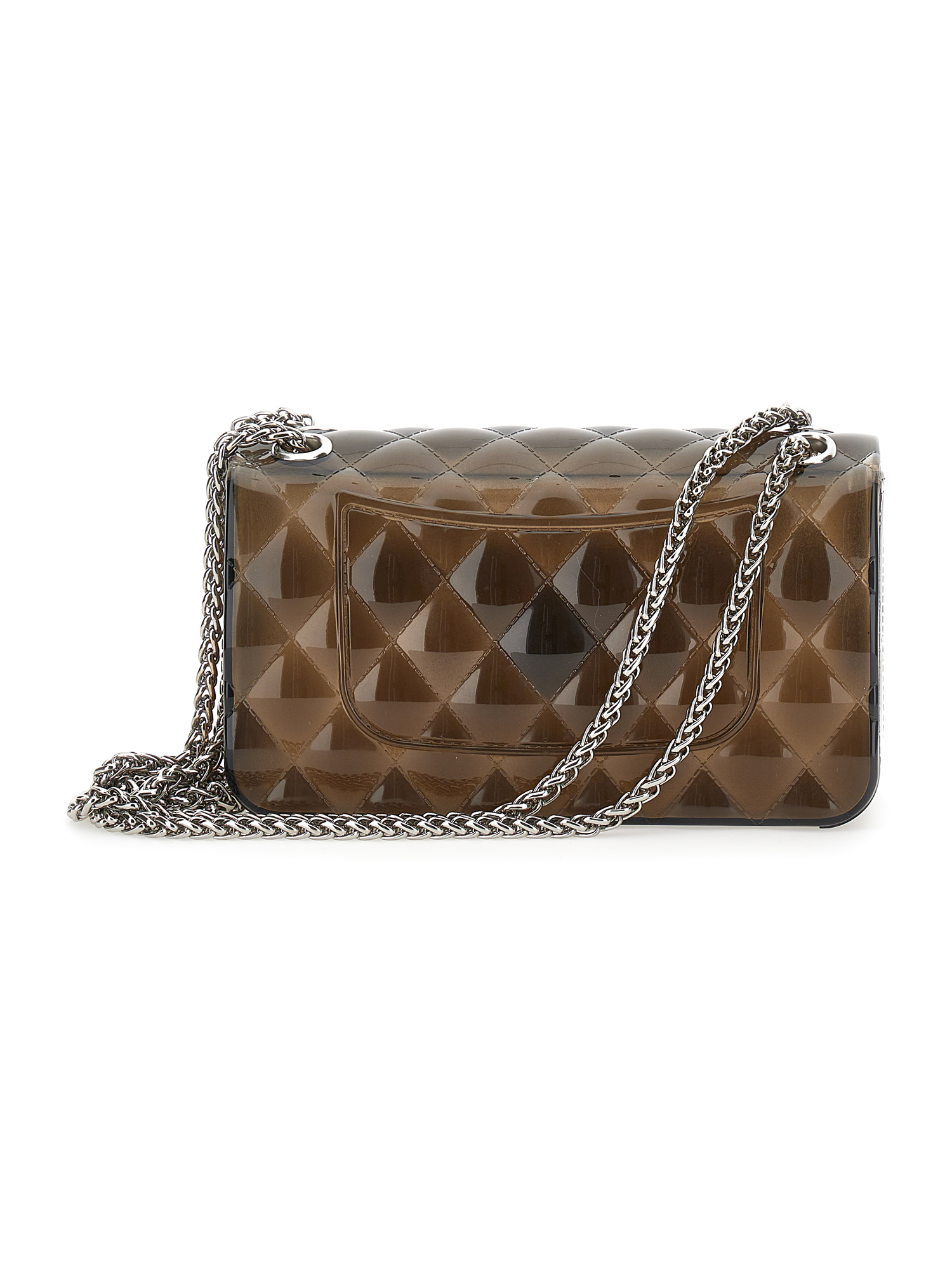 Monnalisa Pvc Shoulder Bag In Medium Grey.+ Light Grey