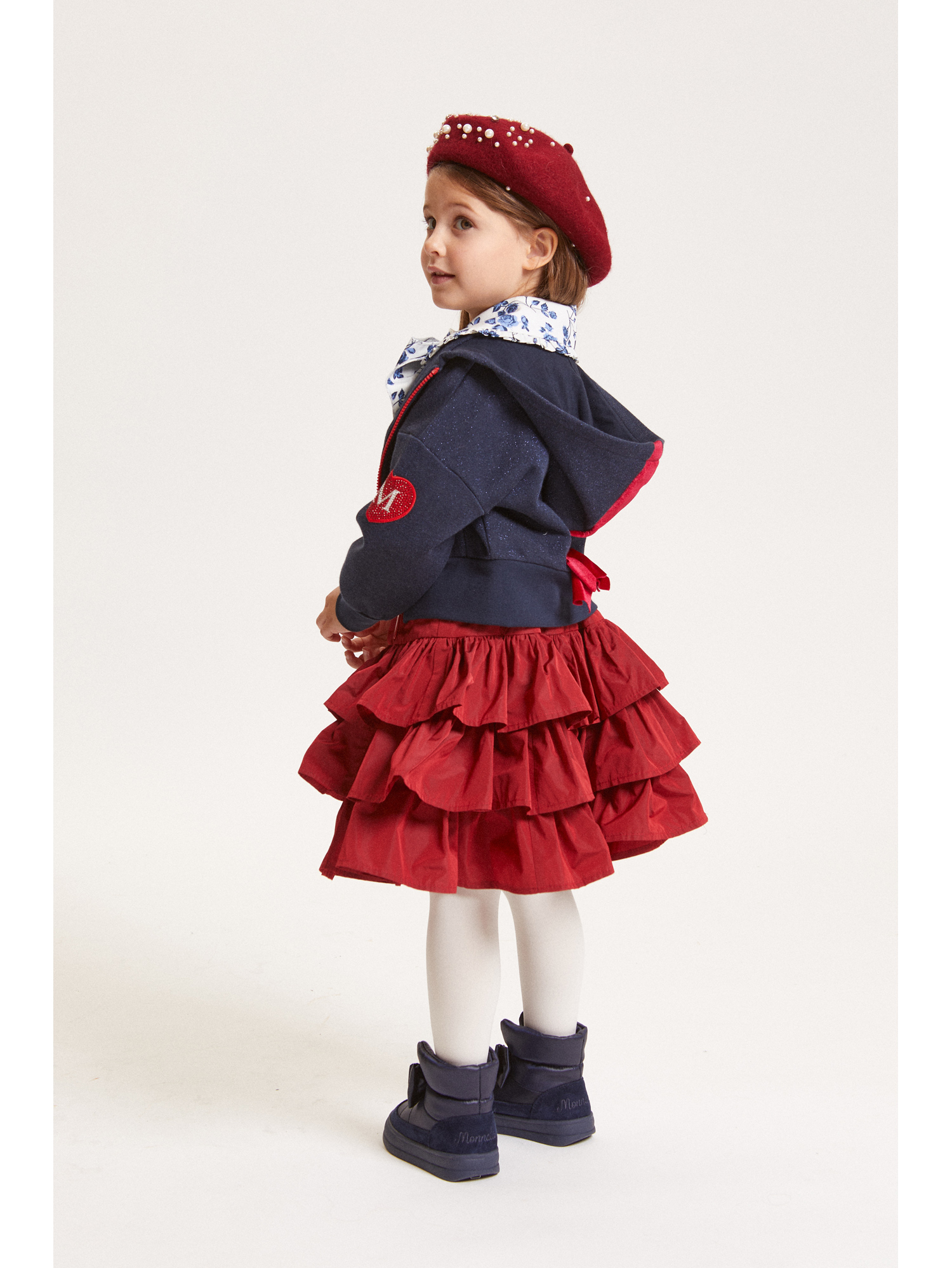 Monnalisa Taffeta Flounced Skirt In Red