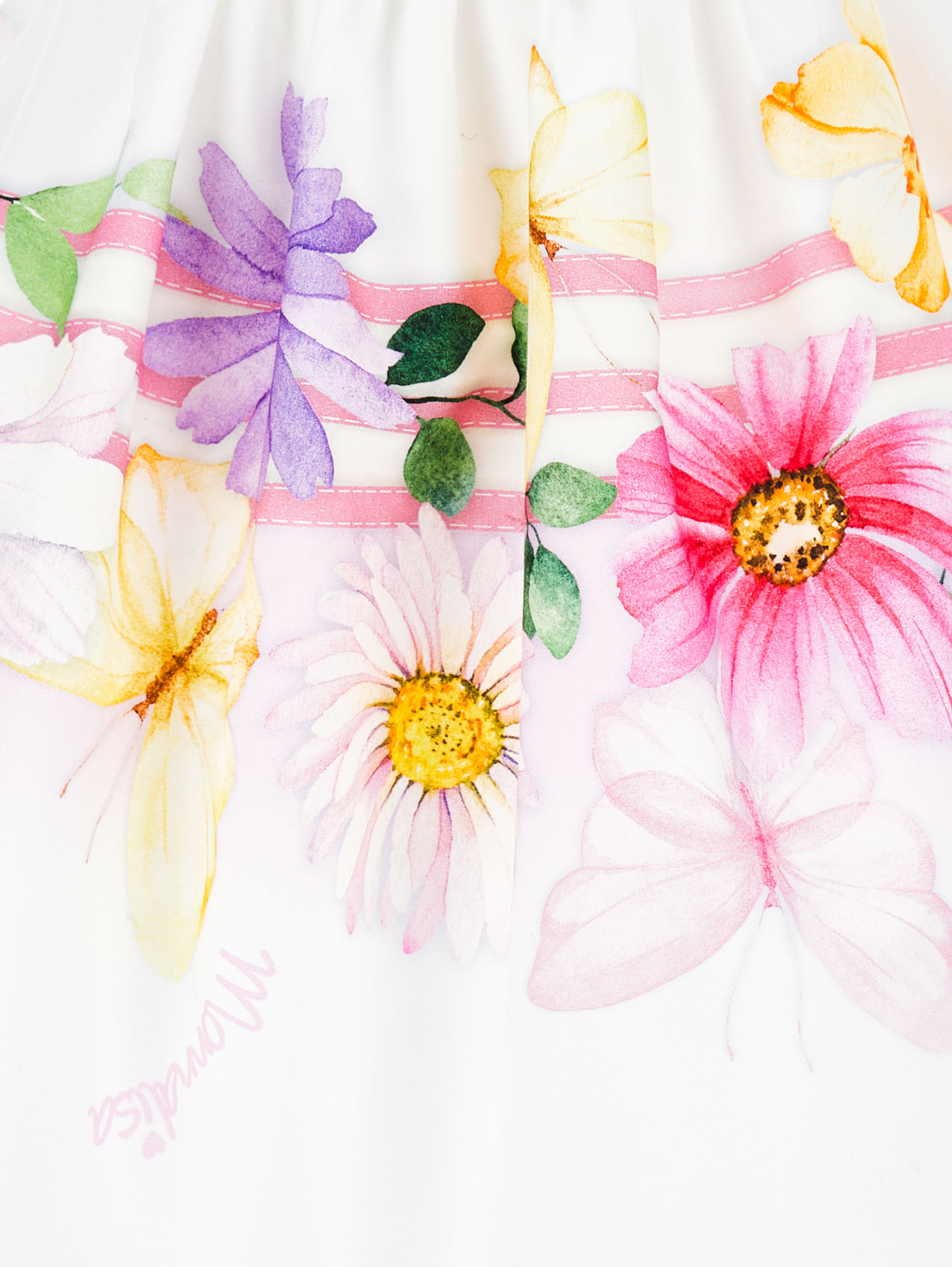 Monnalisa floral-motif cotton flared dress - White