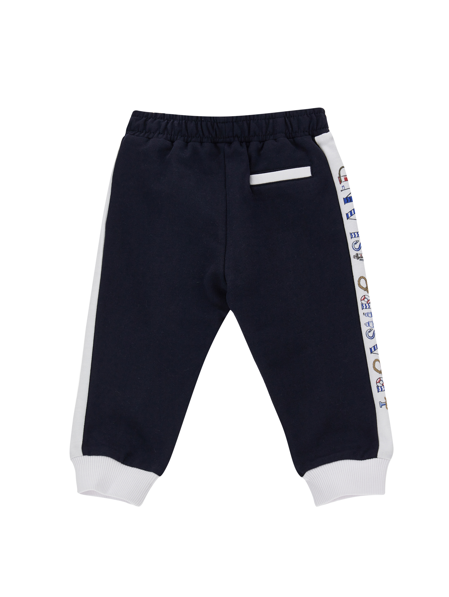 Monnalisa Terry Cloth-effect Fleece Joggers In Blue + White