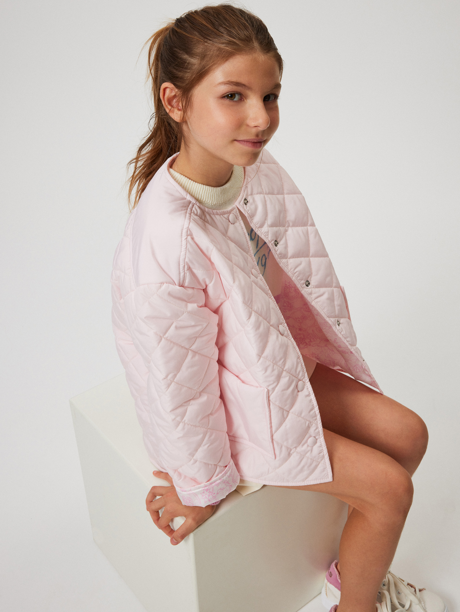 Philosophy Di Lorenzo Serafini Philosophy Kids  Quilted Jacket With Printed Details In Pink