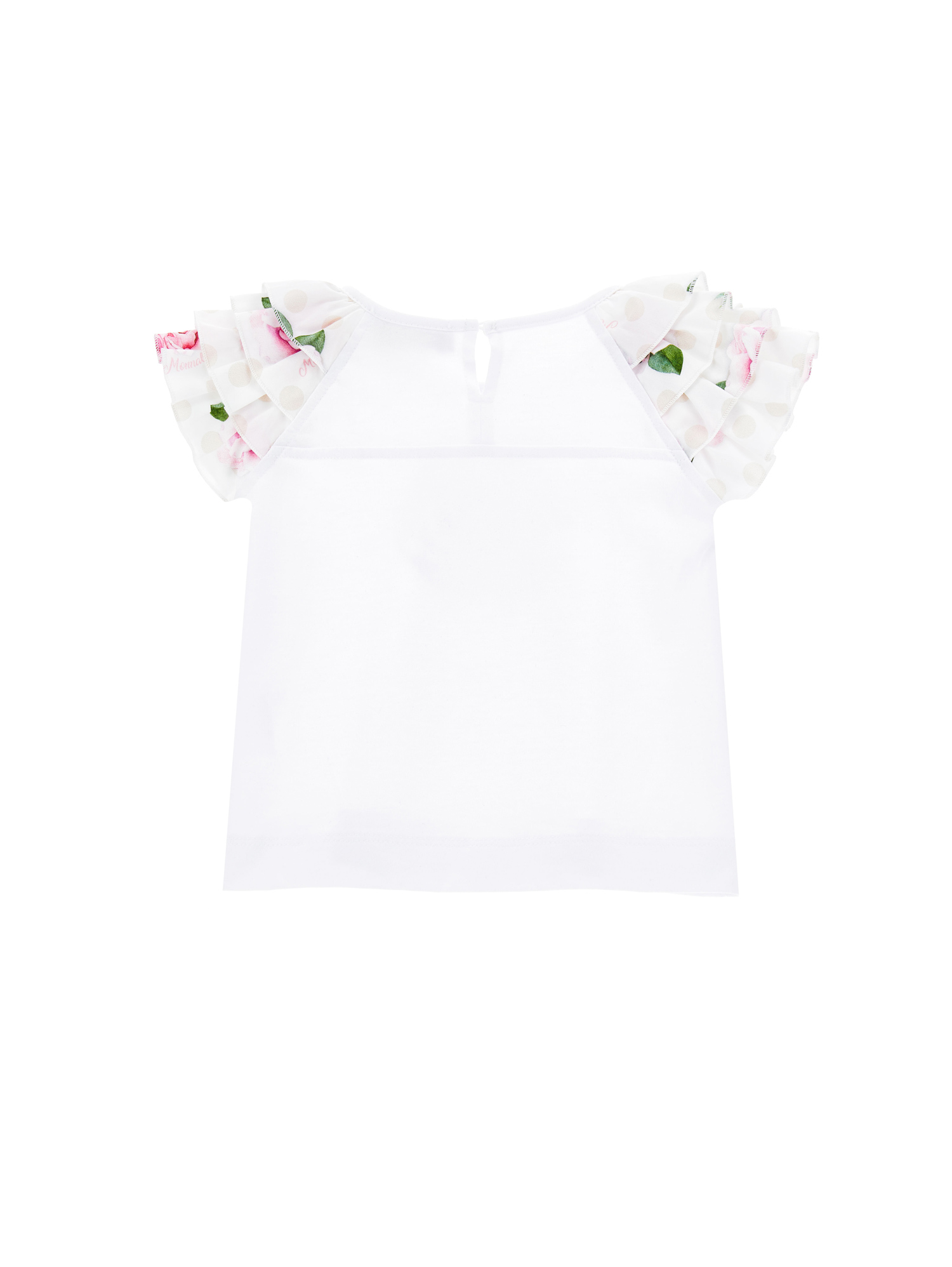 Shop Monnalisa Frou Frou Sleeve Cotton T-shirt In White