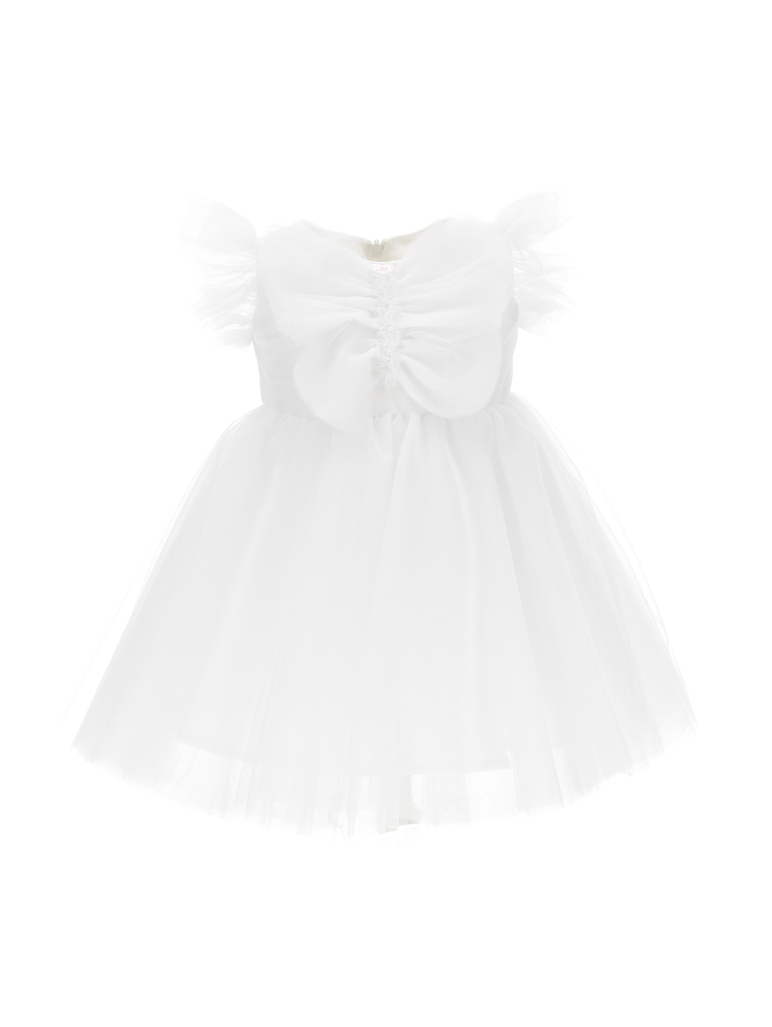 Monnalisa Babies'   Maxi Butterfly Silk-touch Tulle Dress In White