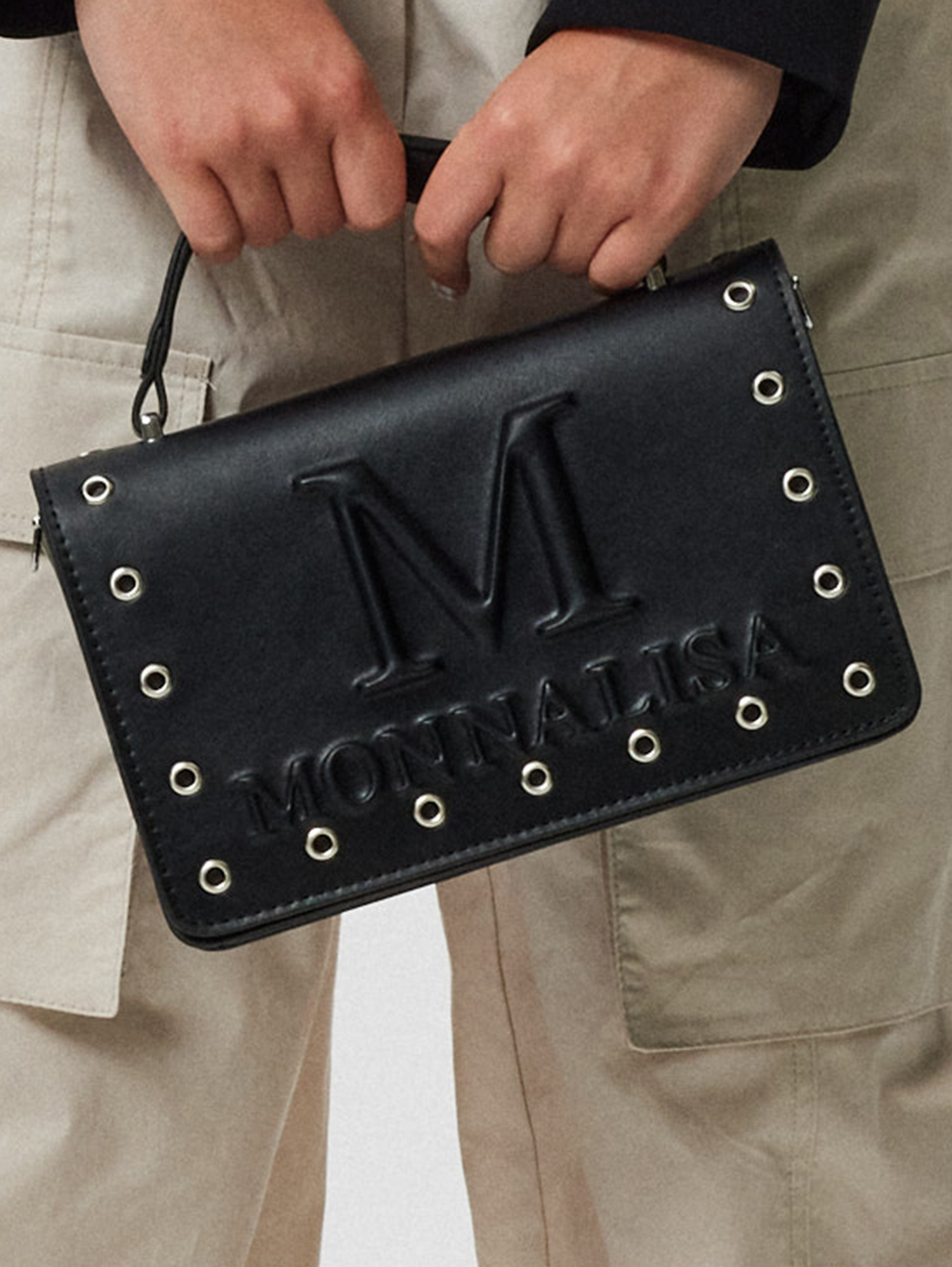 Monnalisa Coated Fabric Folder In Black