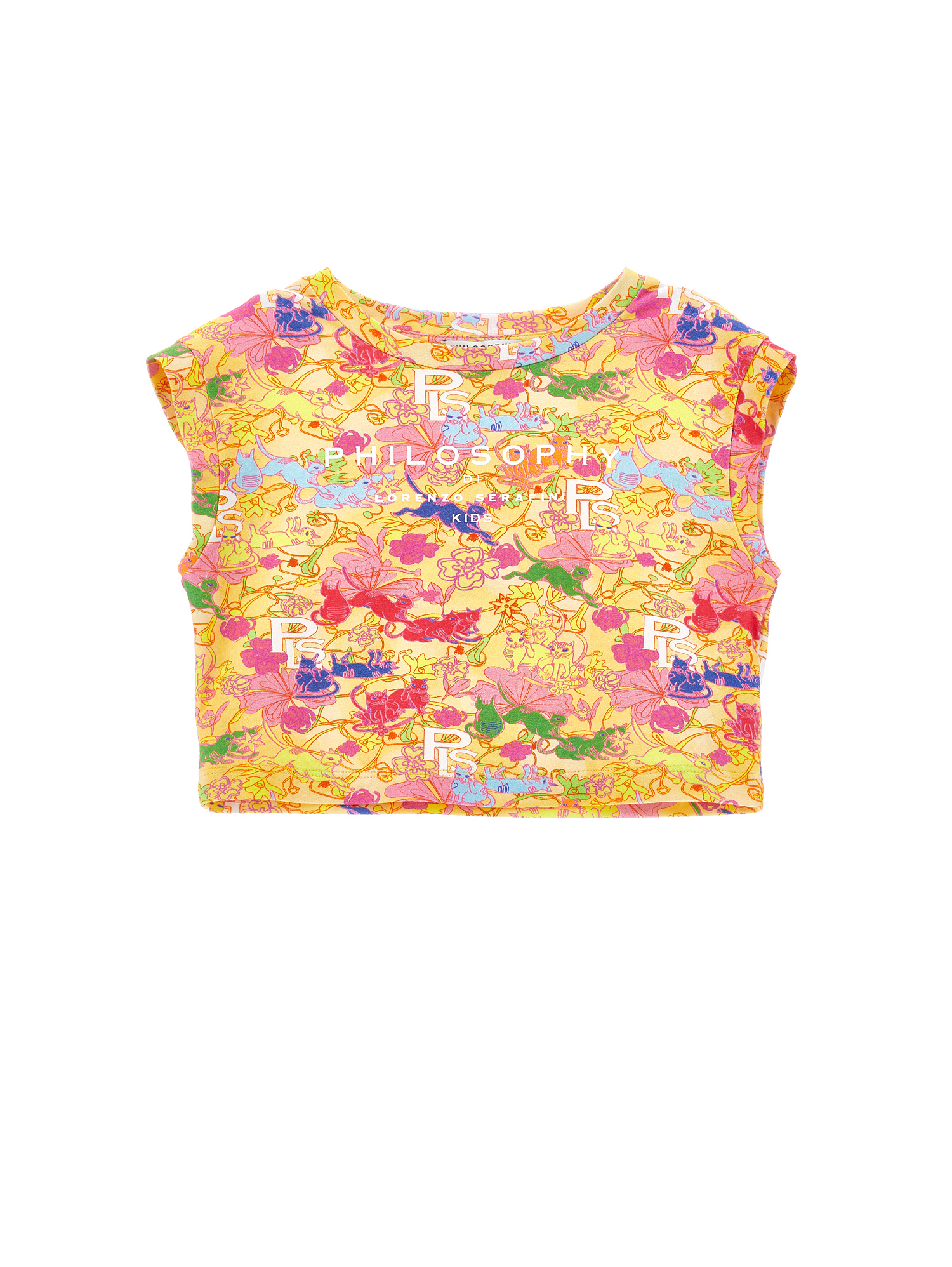 Philosophy Di Lorenzo Serafini Kurzes T-shirt Mit Blumenprint Und Logo In Multi