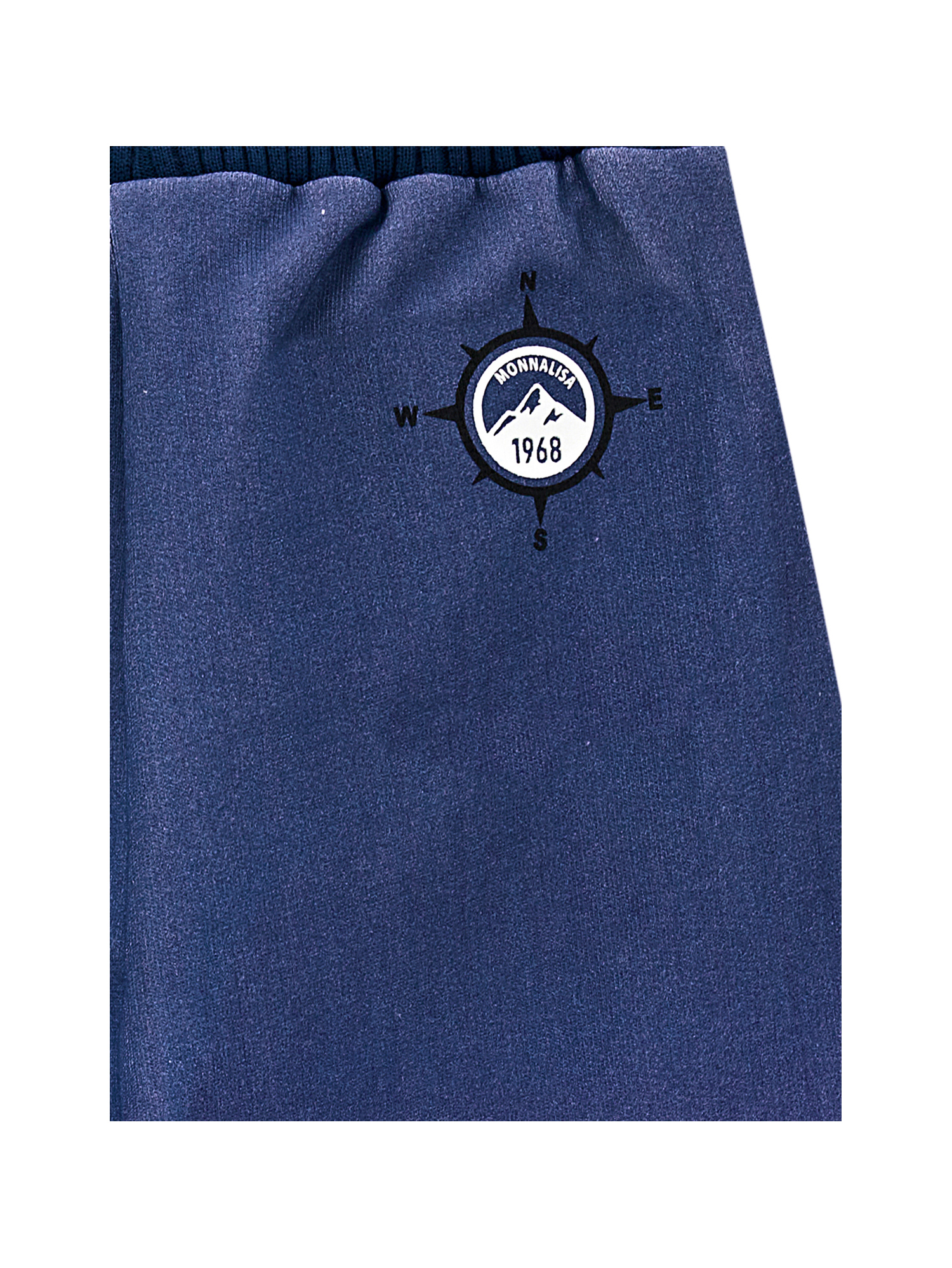 Monnalisa Graduated Fleece Joggers In Blue + Cream