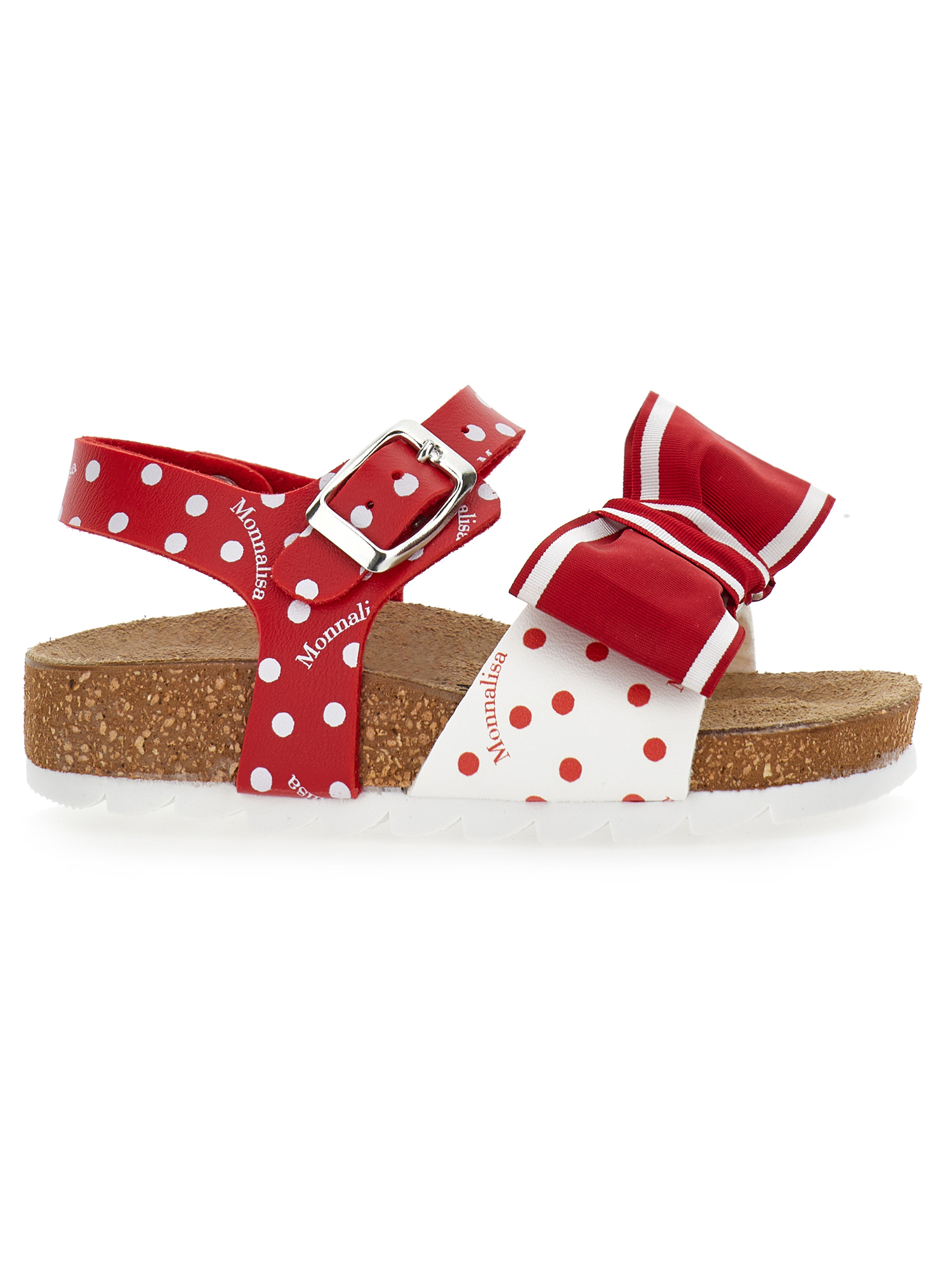 Monnalisa Gepunktete Sandalen Mit Schleife In Red + White
