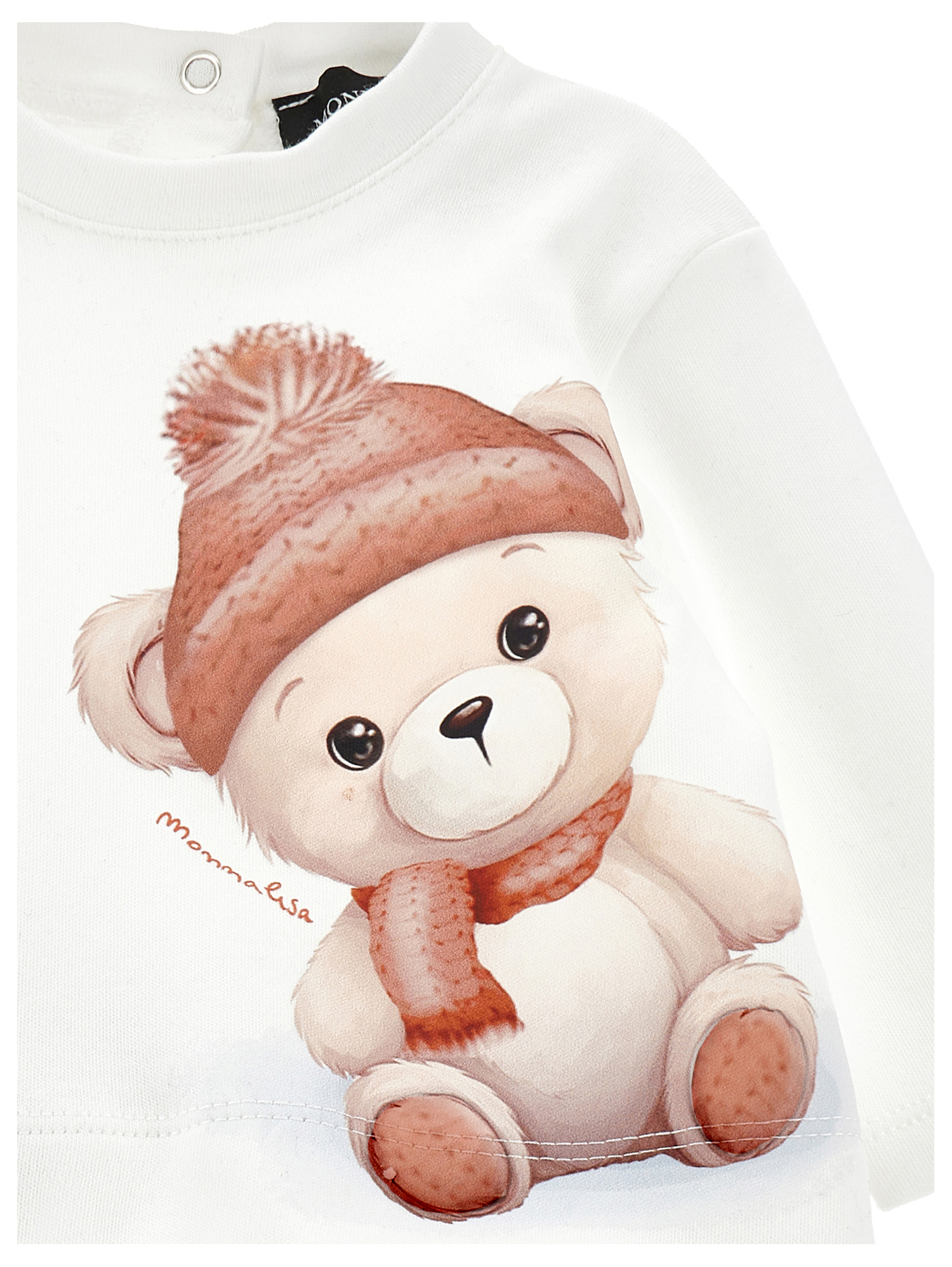 Monnalisa Three-piece Plush Set In Cream + Cream