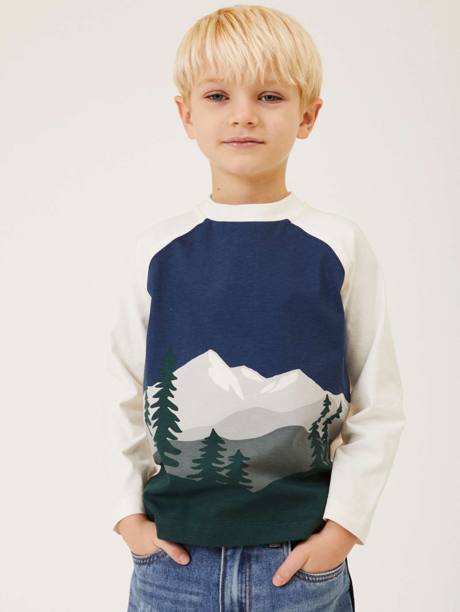 Monnalisa Landscape Print Cotton T-shirt In Gardeniacf