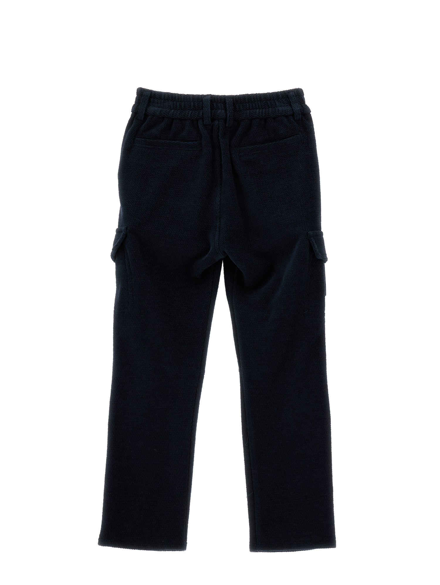 Shop Monnalisa Cargo Style Velvet Trousers In Navy Blue