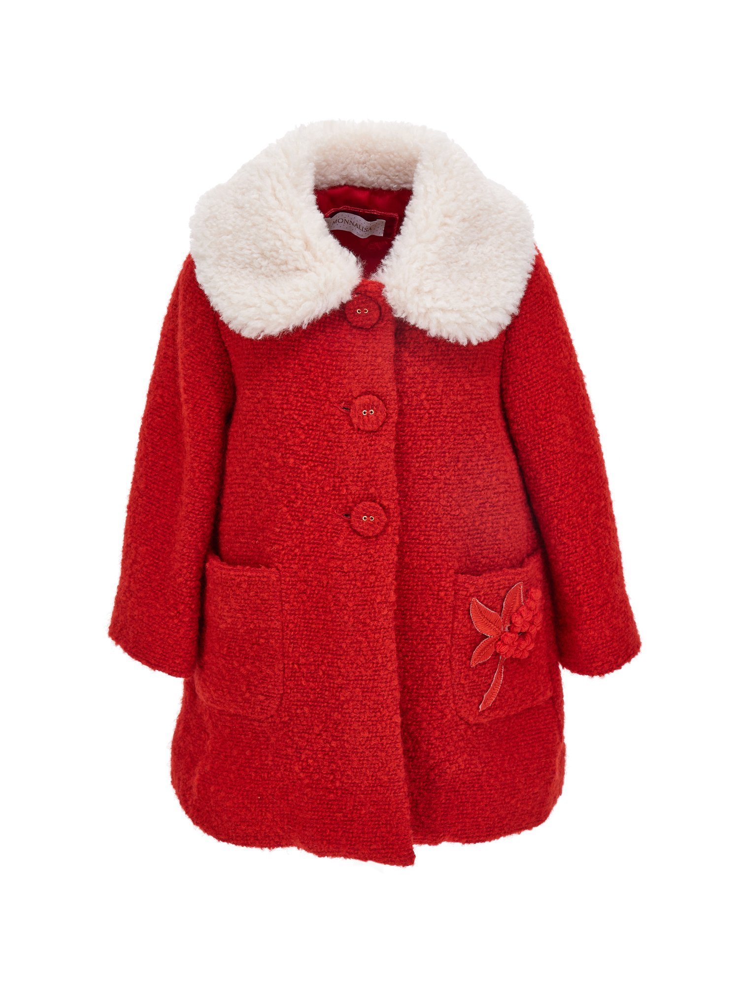 Monnalisa Cappotto bouclè ricamo lana