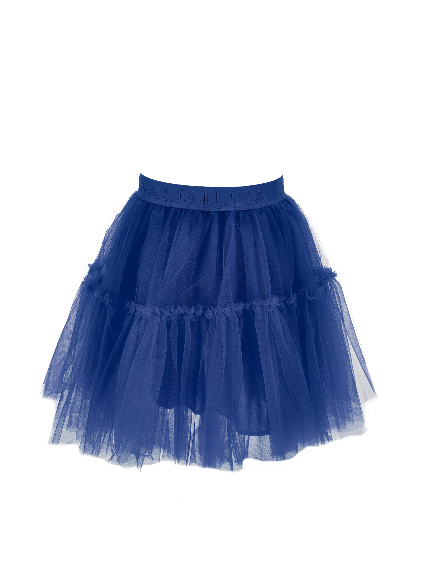 Monnalisa Silk-touch Tulle Skirt In Dark Blue