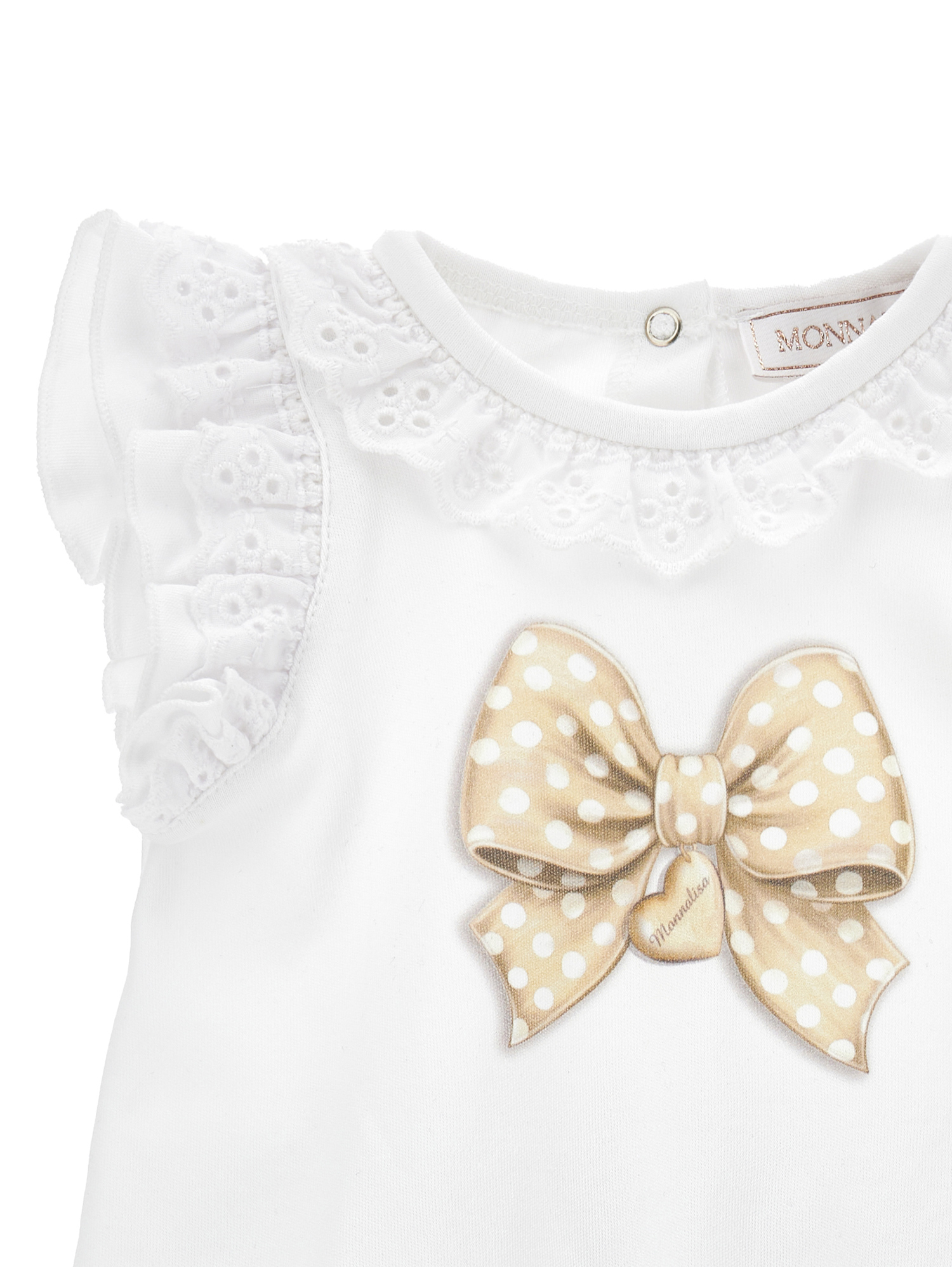 Monnalisa Sangallo Cotton Romper In White