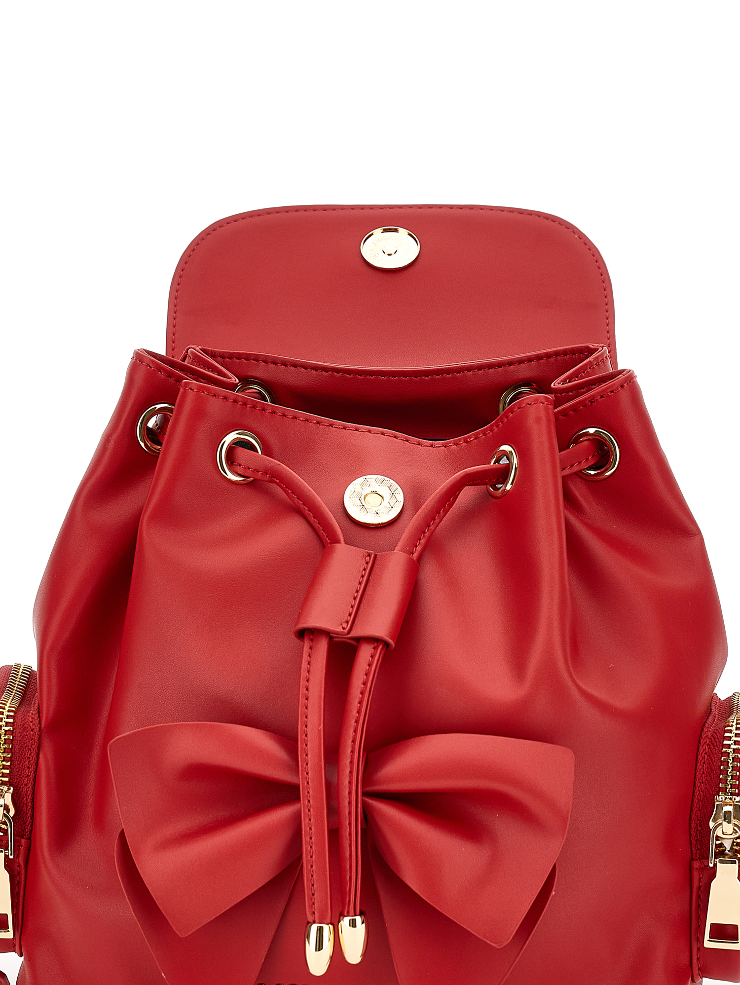 Monnalisa Regenerated Leather Backpack In Ruby Red