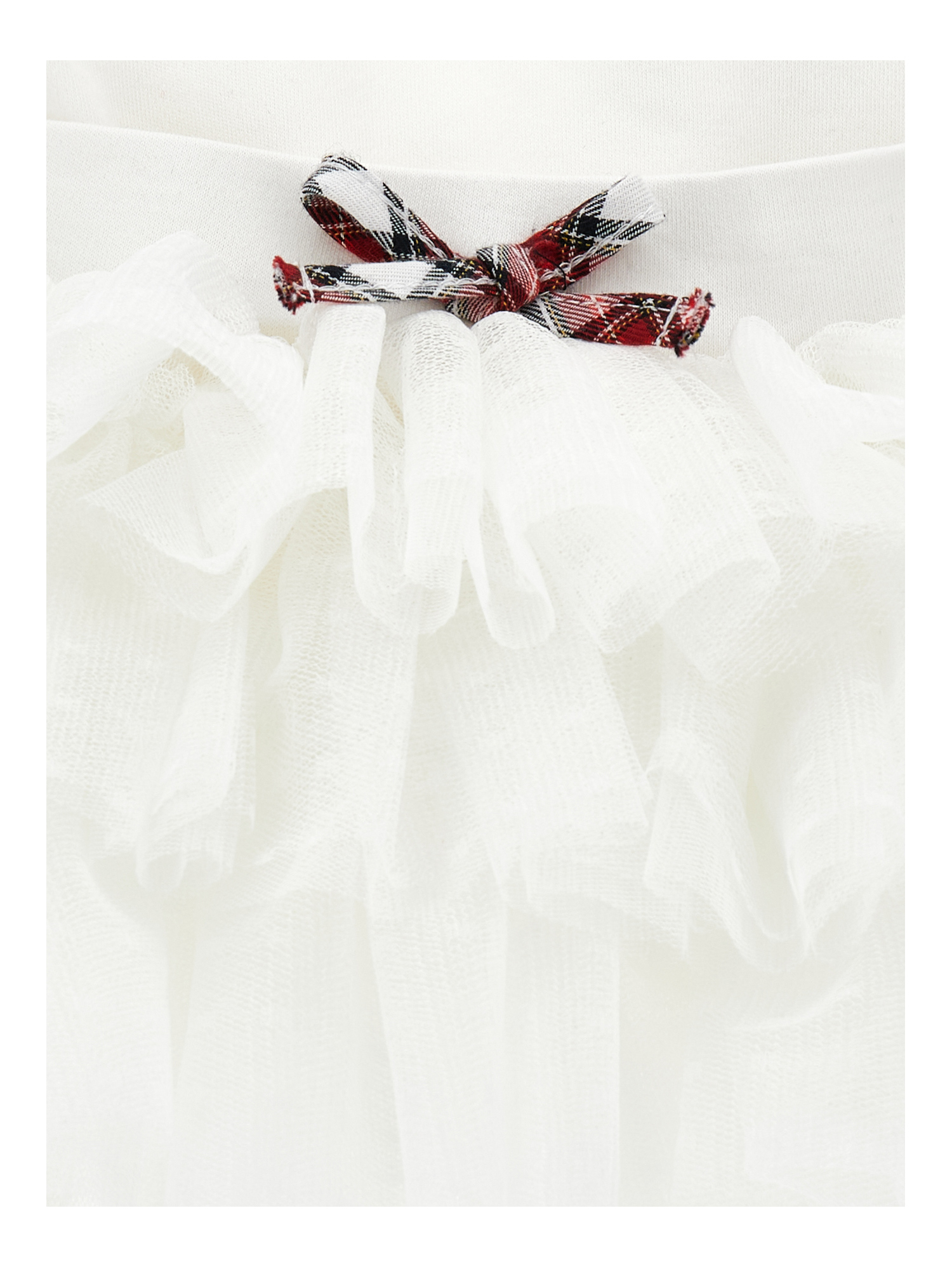 Monnalisa Two-piece Bodysuit And Skirt Set In Cream + Ruby Red