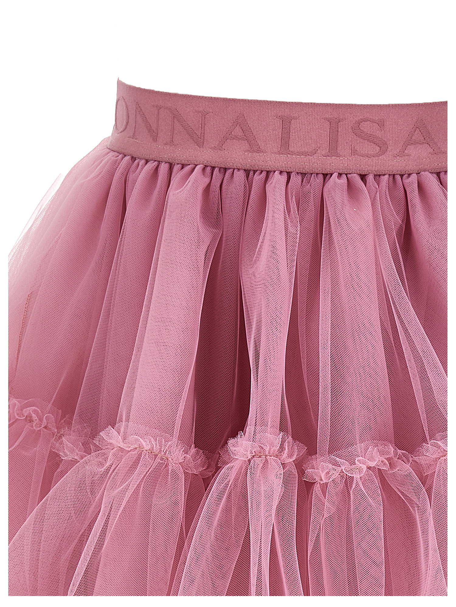 Monnalisa Logo-jacquard Tulle Tutu In Powder Pink