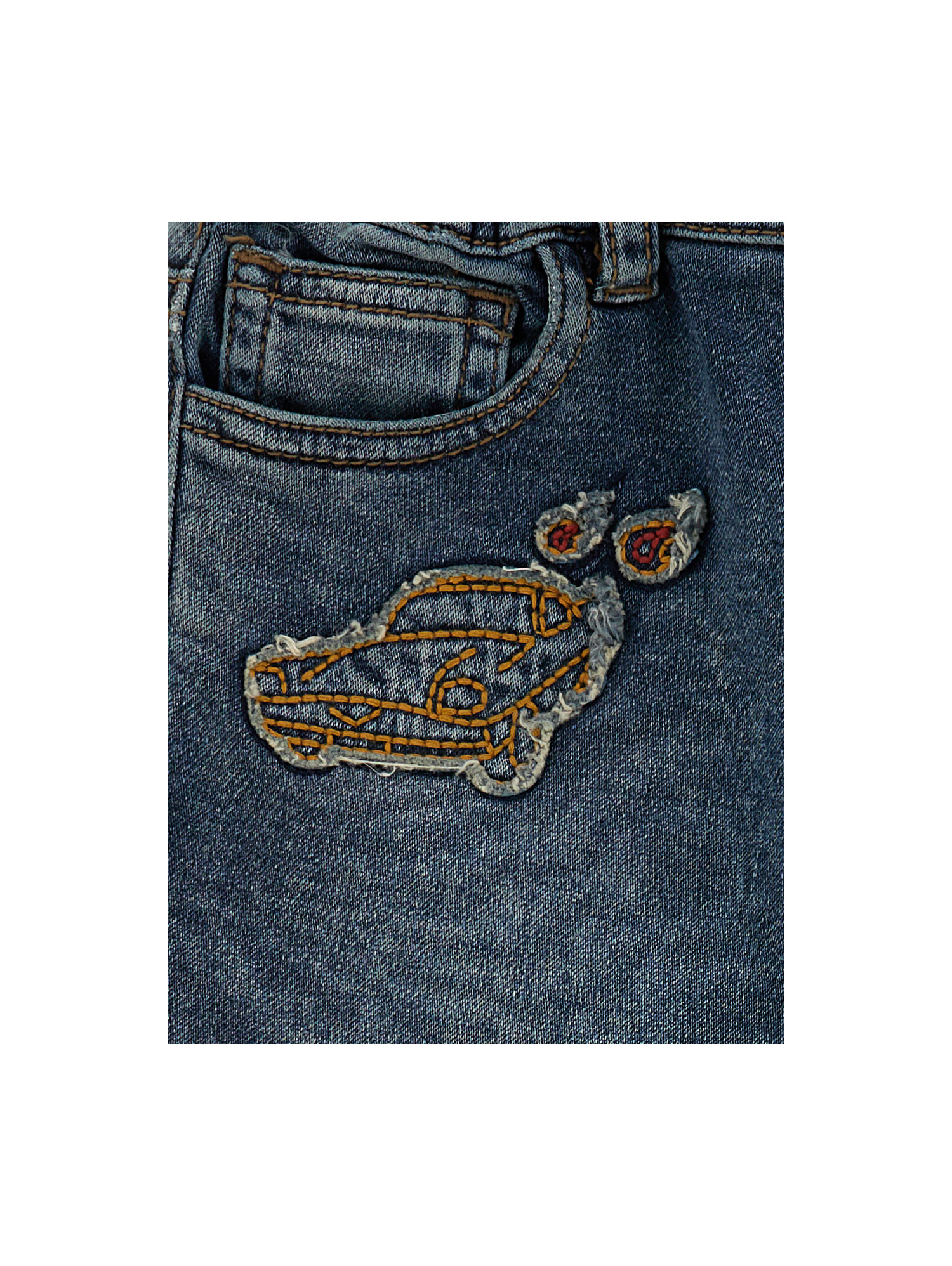 Monnalisa Jeans With Turn-ups In Denim Blue + Ecru