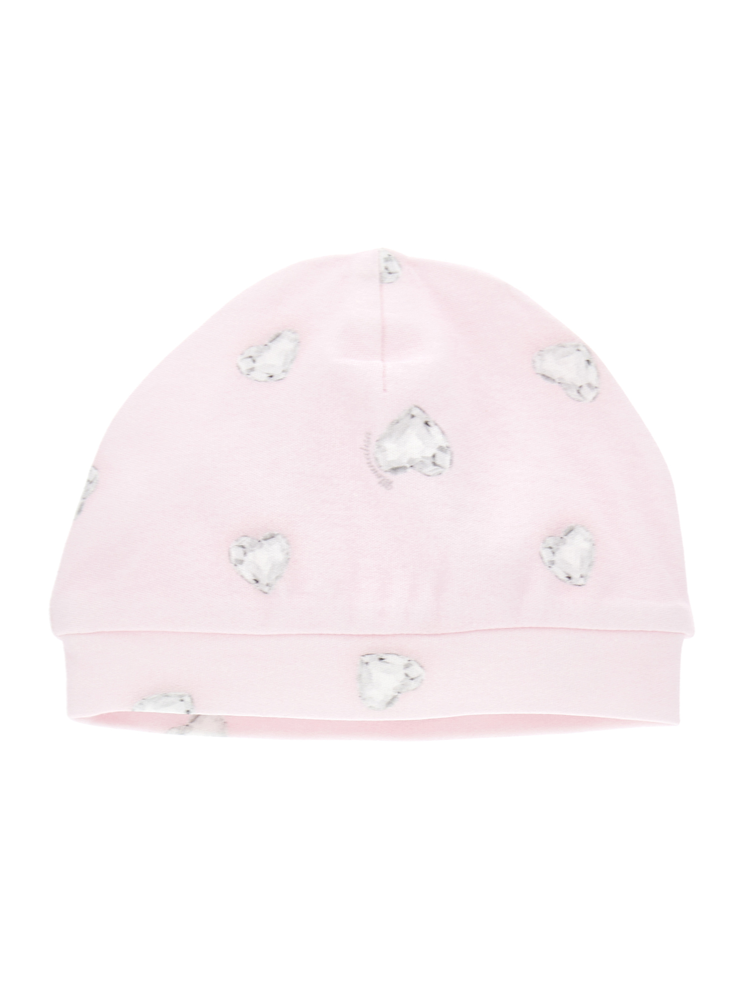 Monnalisa Crystal Print Cotton Hat In Dusty Pink Rose