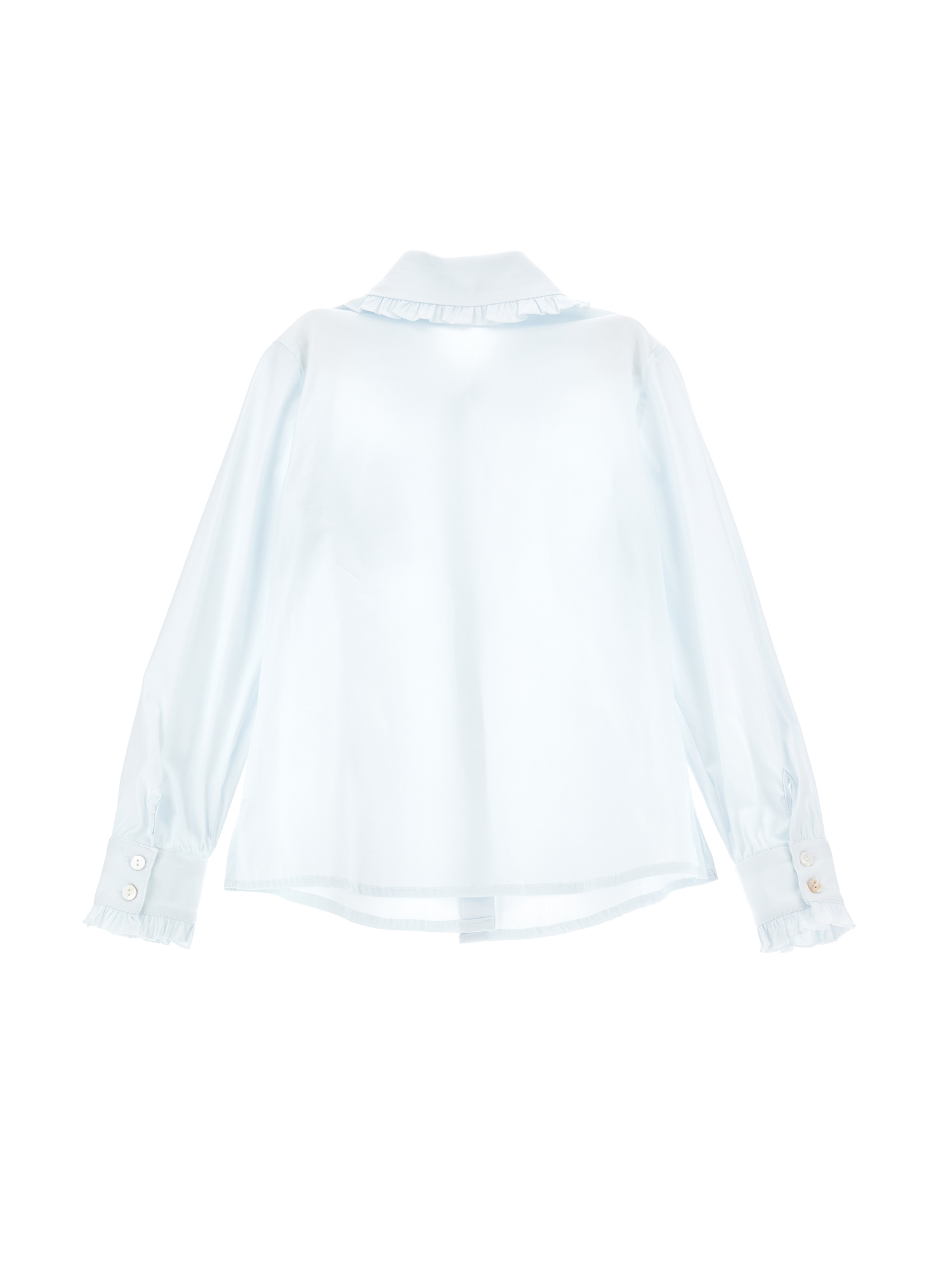 Monnalisa Stretch Shirt With Bow In Light Blue + Blue