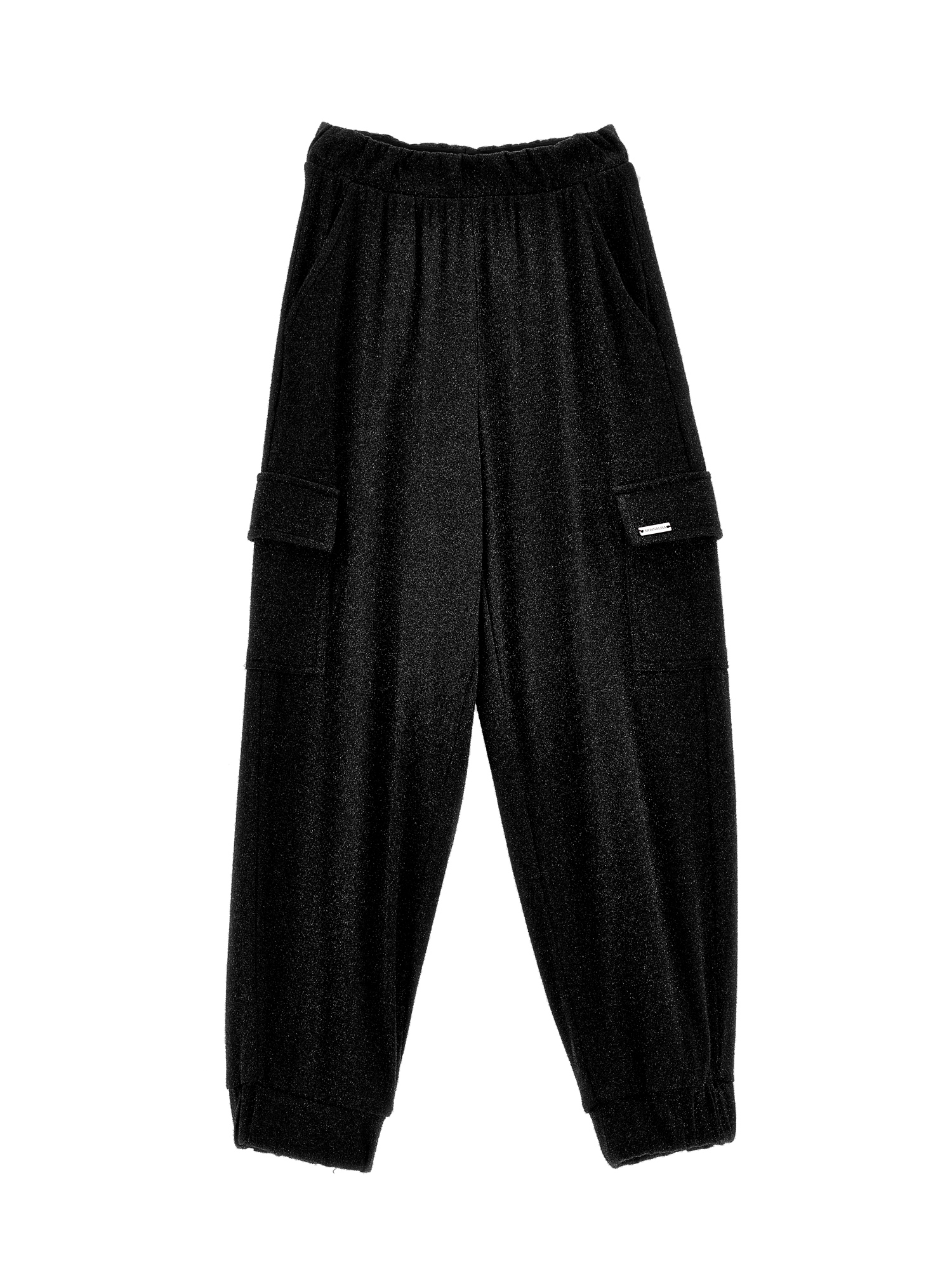 Monnalisa Glitter Cargo Joggers In Black