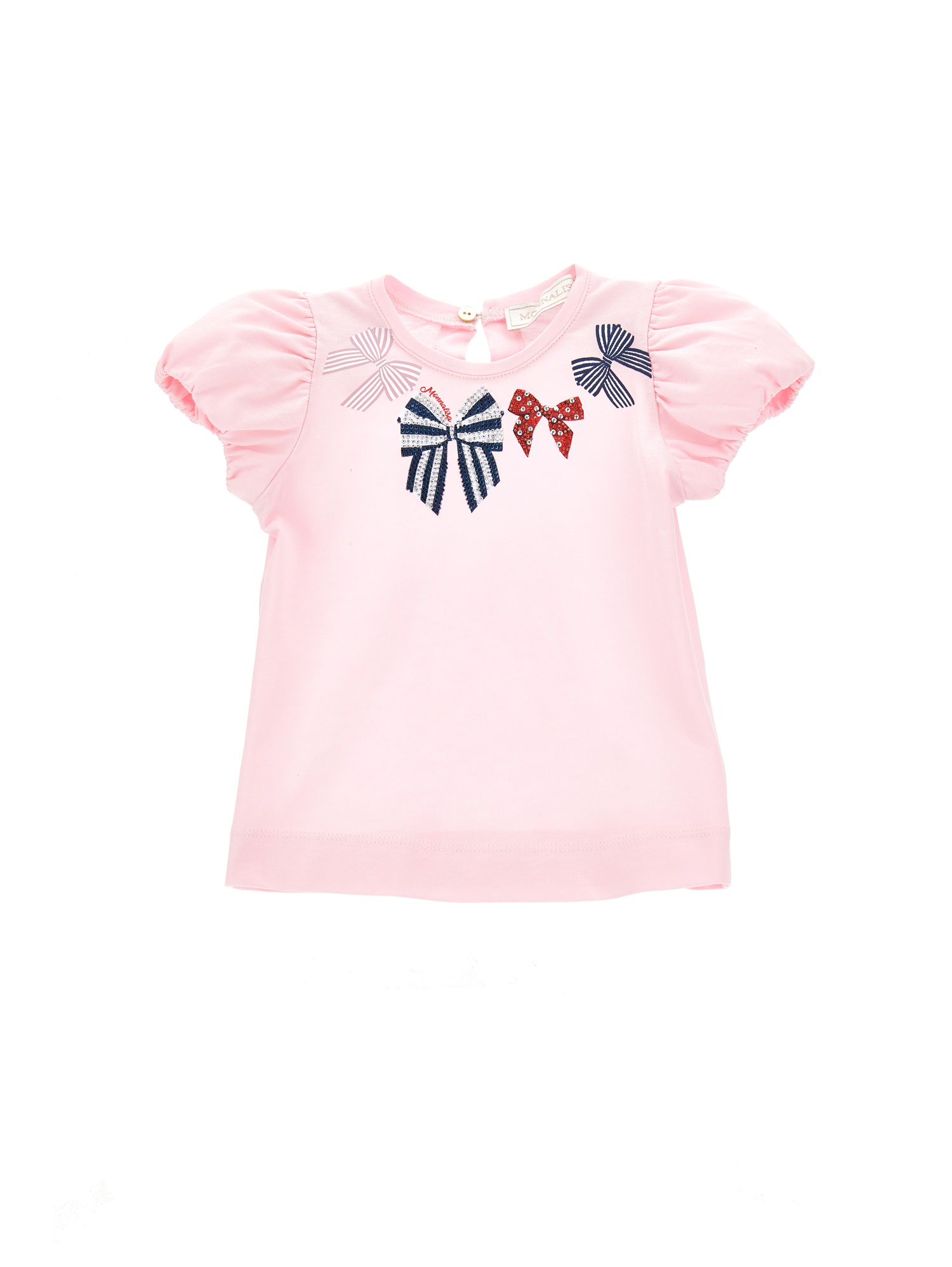 Monnalisa Kids'   Jersey T-shirt With Bows In Rosa Fairy Tale