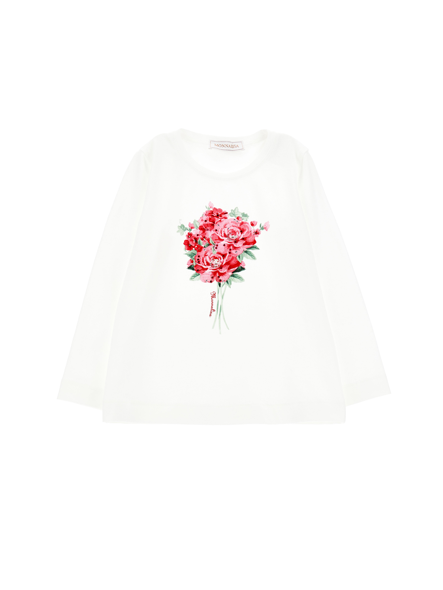 Monnalisa T-shirt jersey maniche lunghe bouquet