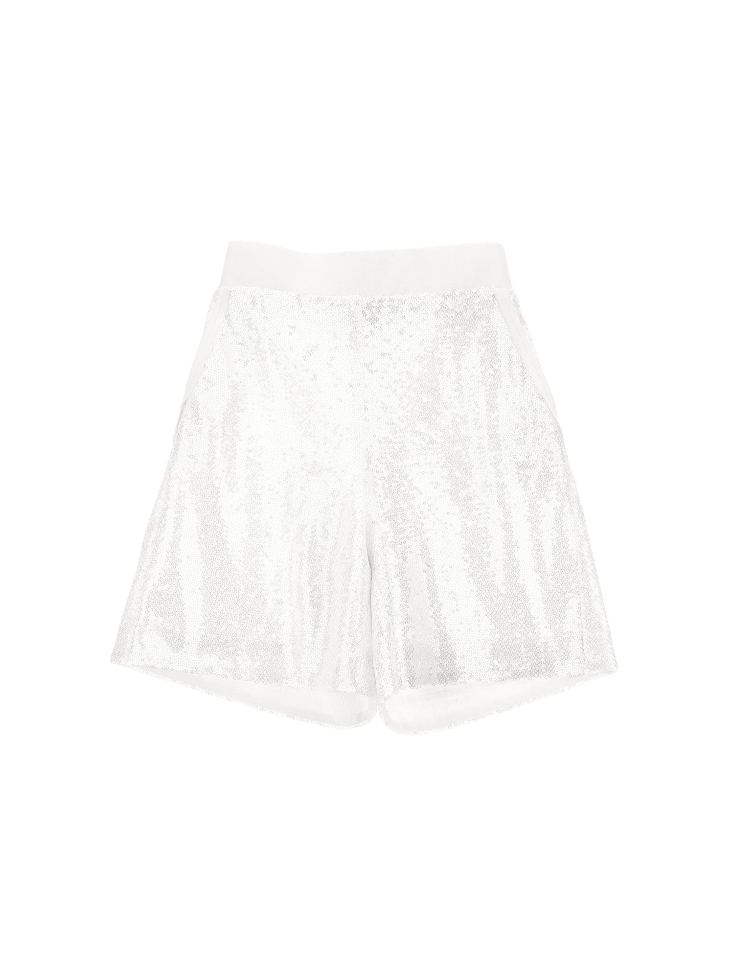 Monnalisa Kids'   Elegant Sequin Bermuda Shorts In Cream