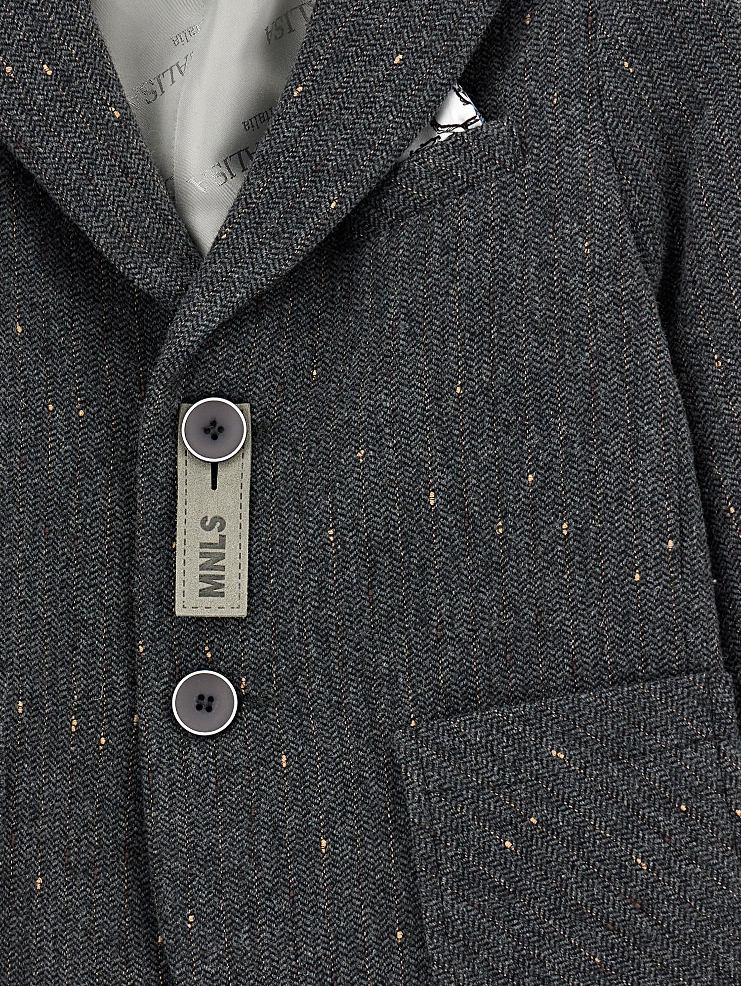 Monnalisa Two-button Herringbone Blazer In Medium Grey
