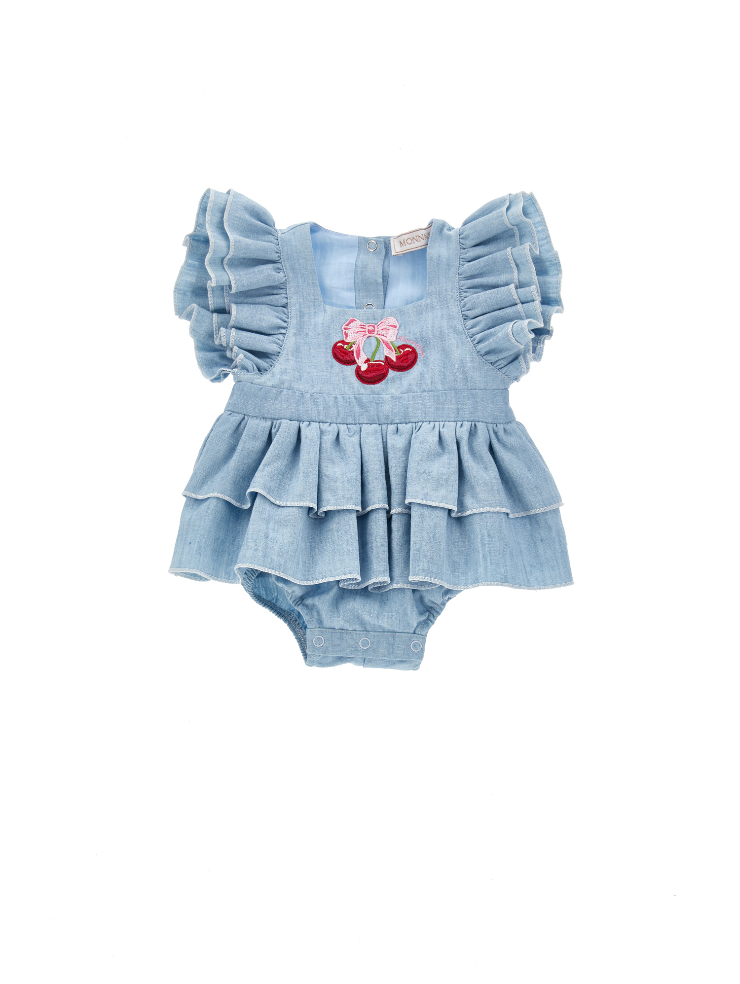 Monnalisa Pagliaccetto chambray con galette
