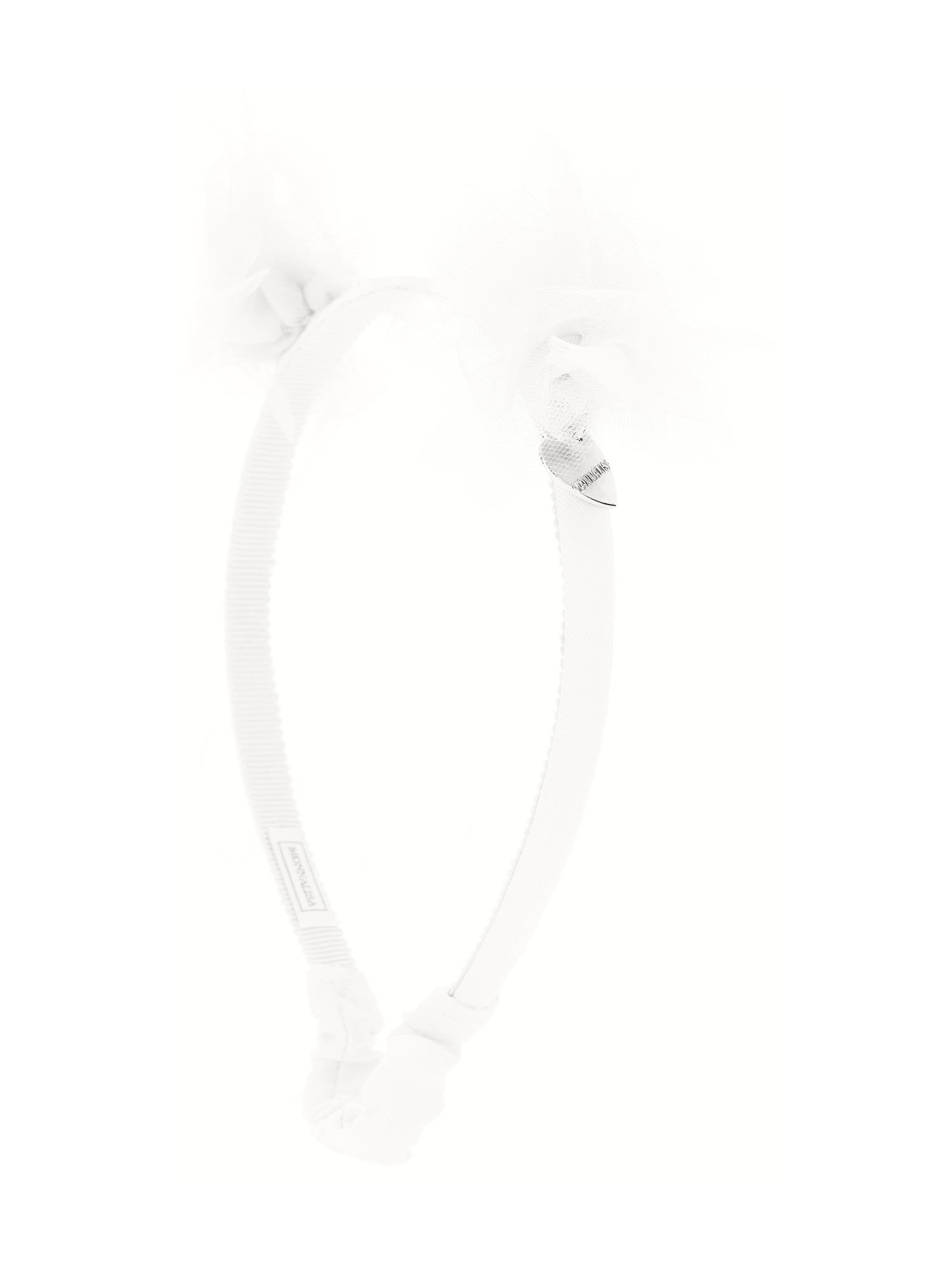 Shop Monnalisa Hairband In Tulle With Pom Pom In White