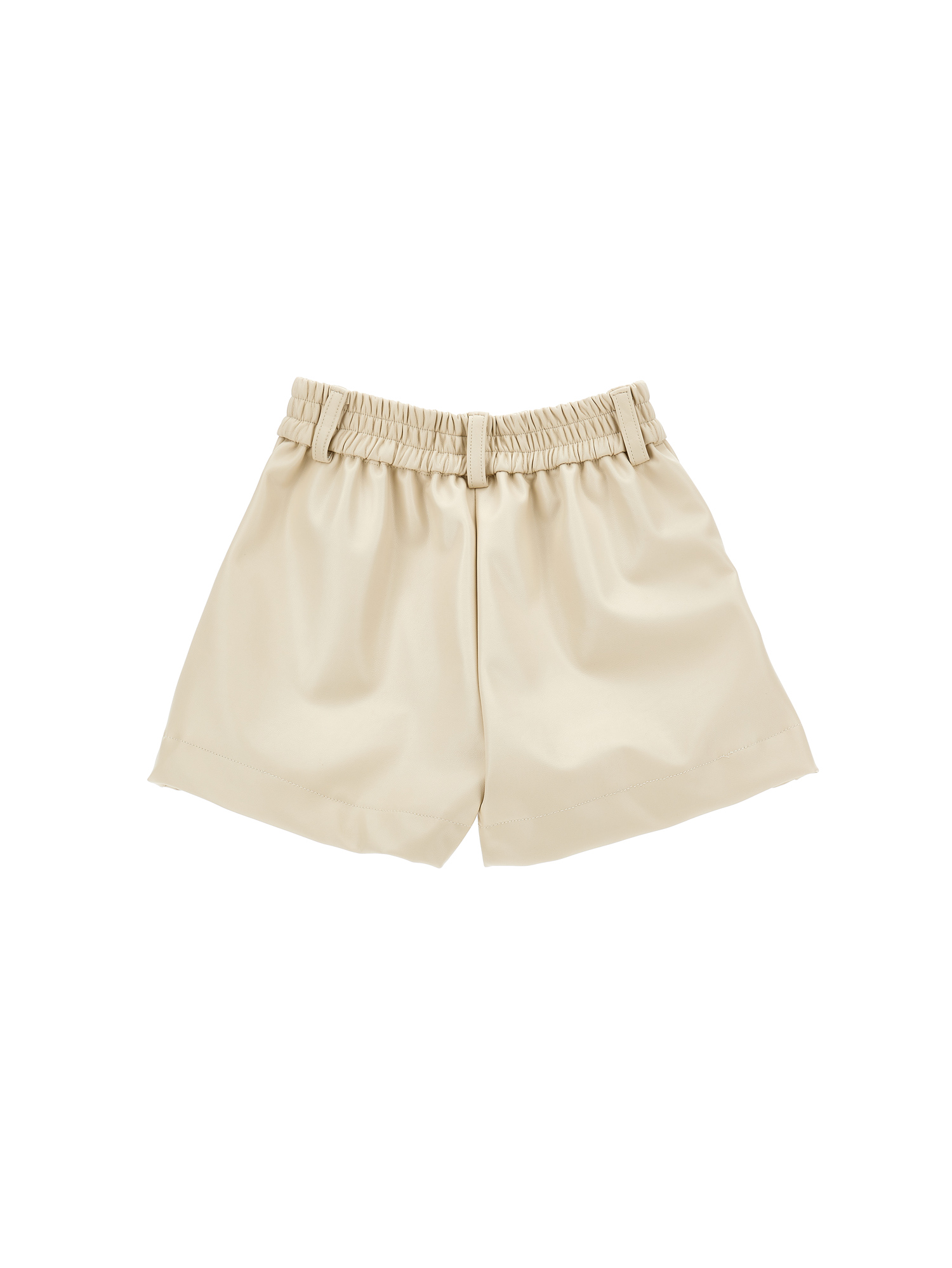 Monnalisa Coated Fabric Shorts In Ecru
