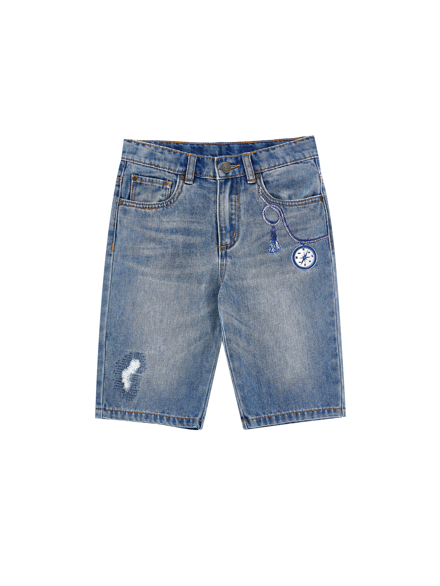 Monnalisa Kids'   Five-pocket Bermuda Shorts In Vintage Blue