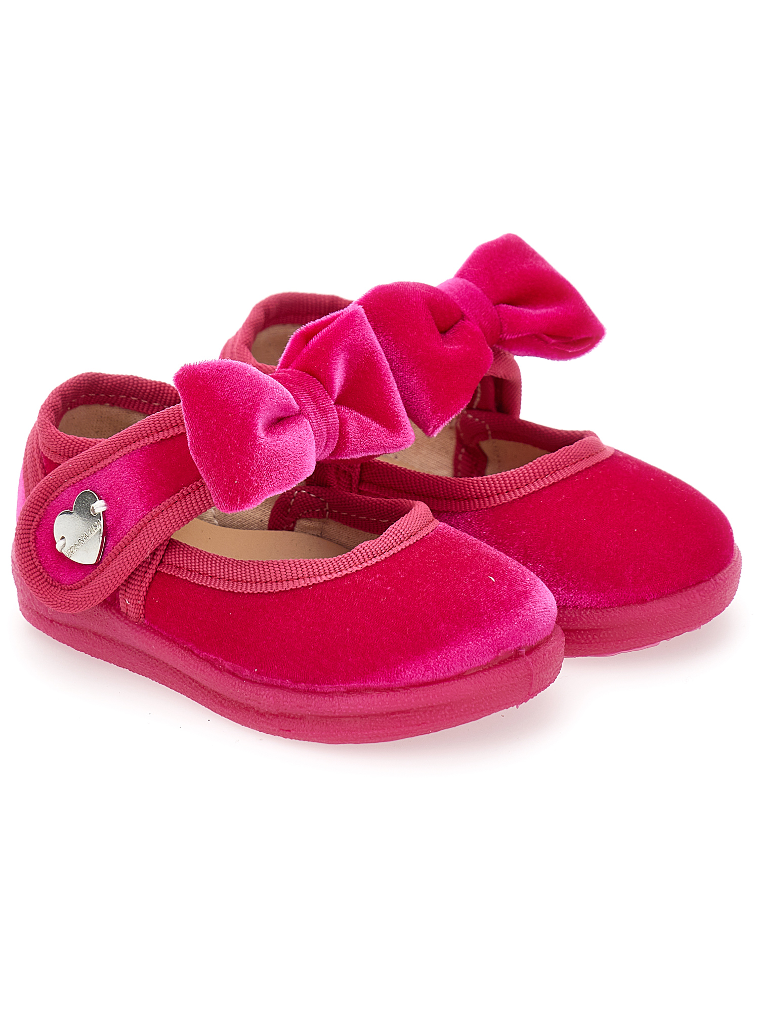 Monnalisa Velvet Shoes With Bow In Fuchsia