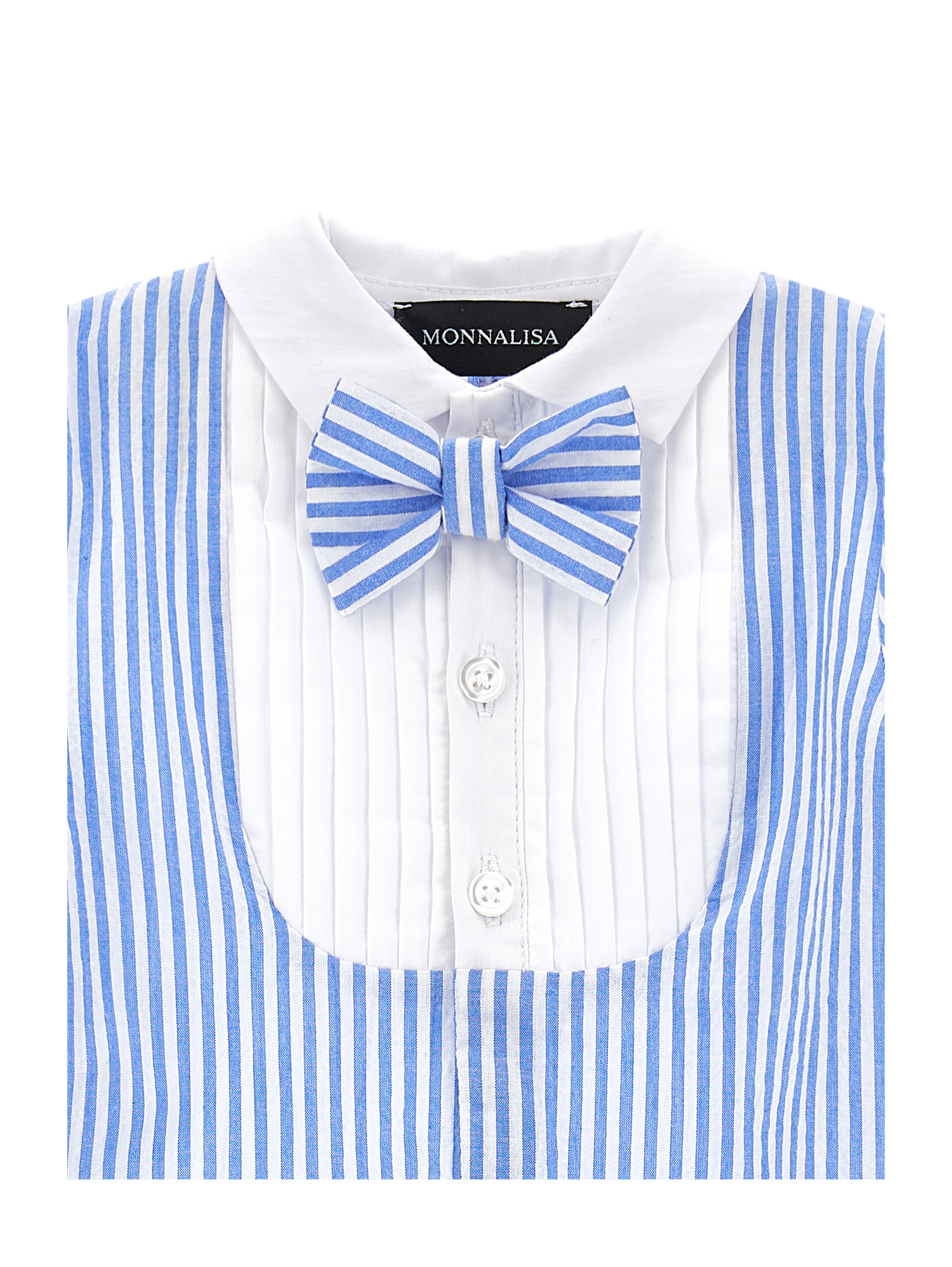 Monnalisa Romper With Bow Tie In Cloud + White