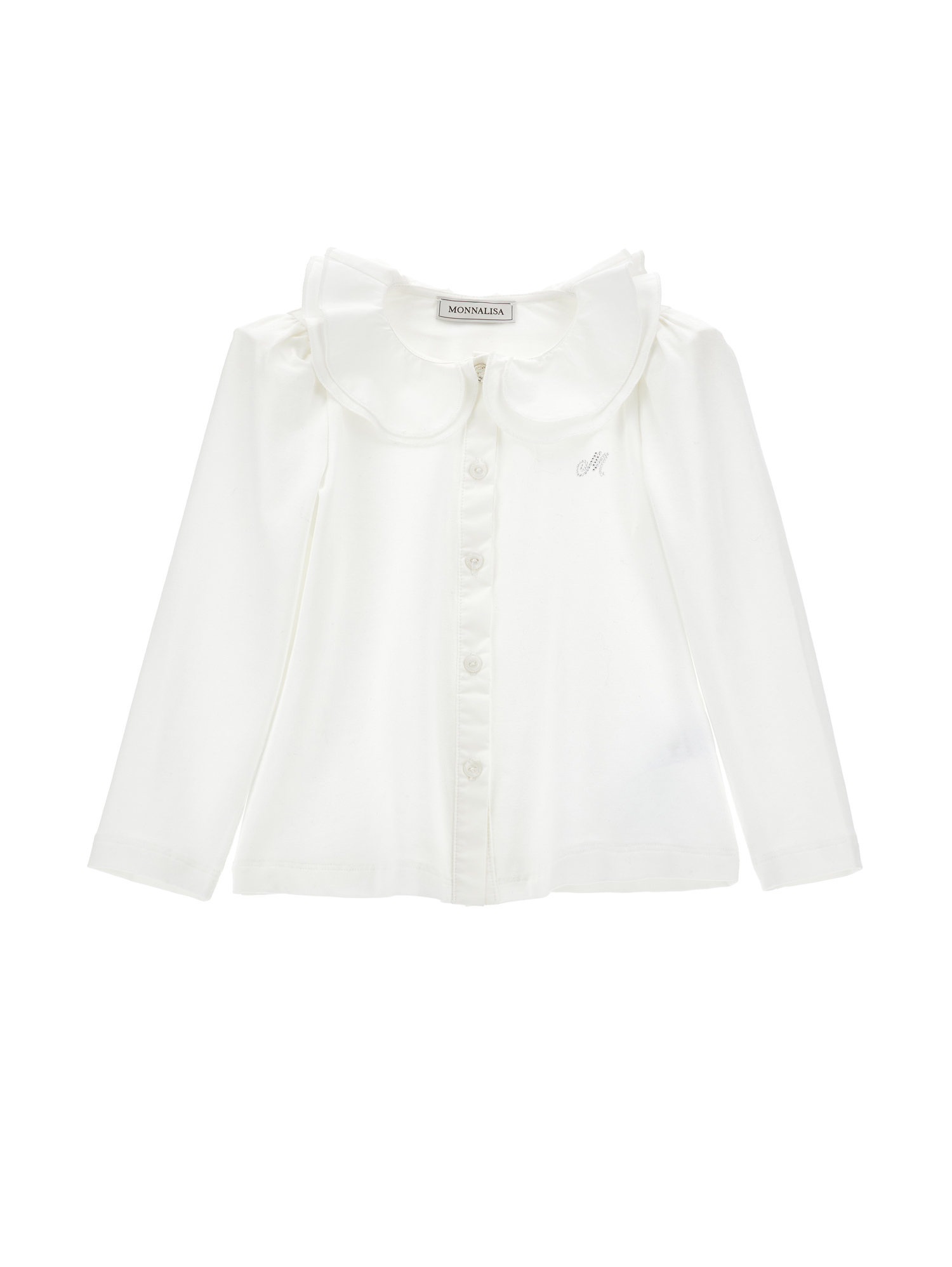 Monnalisa Organic Cotton Shirt With Elegant Collar In White