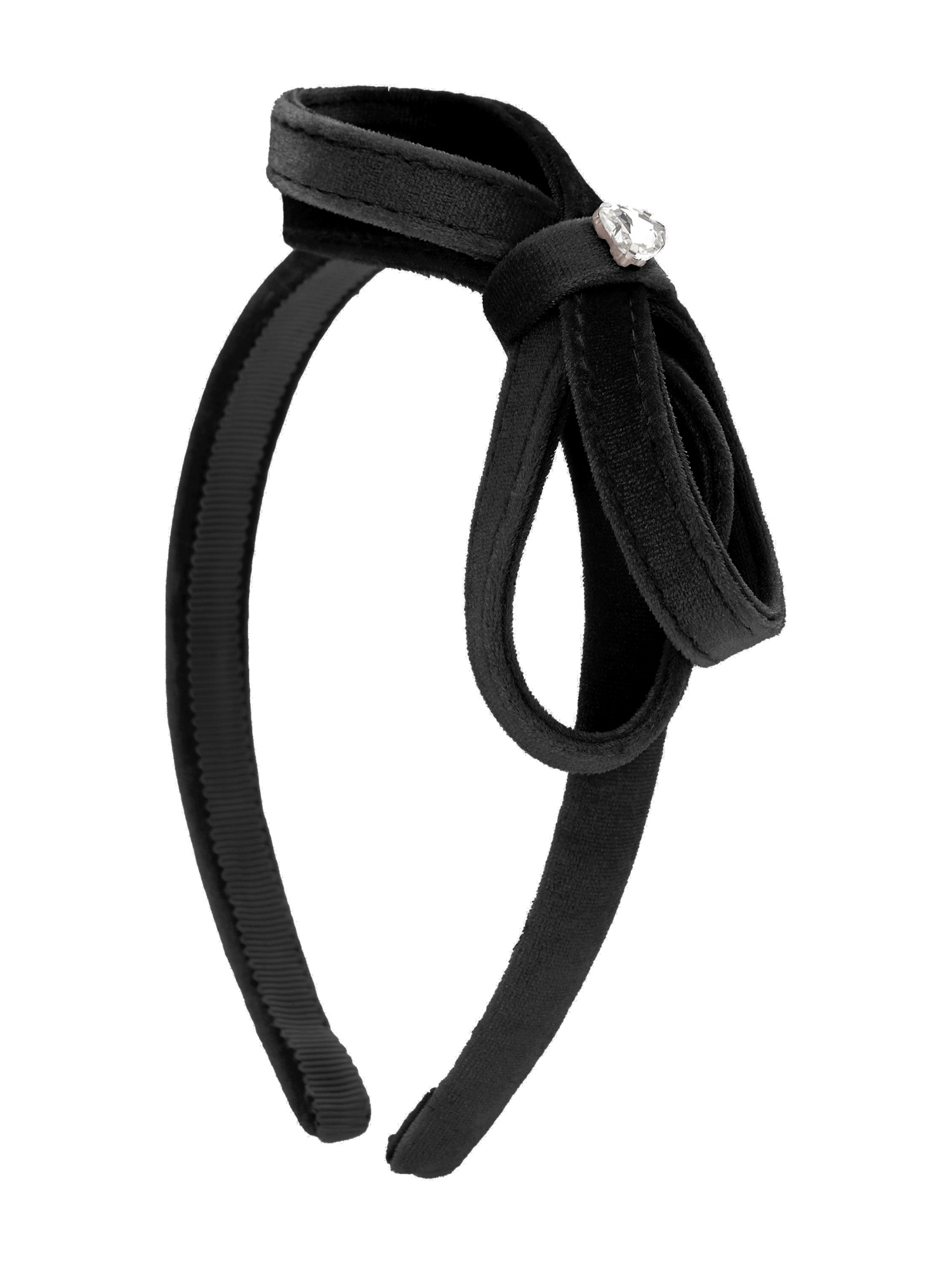 Shop Monnalisa Velvet Headband With Bow In Black