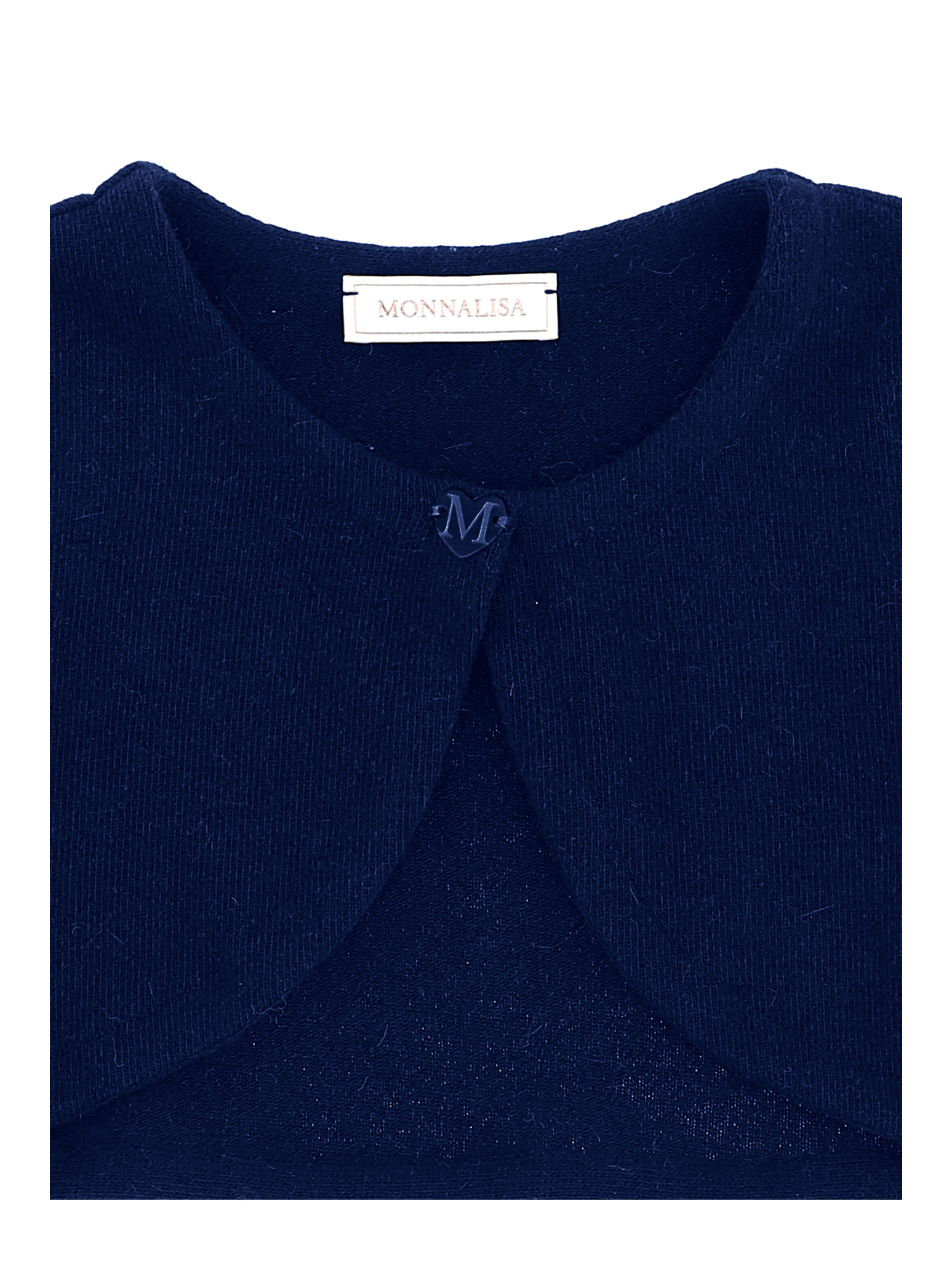 Monnalisa Cropped Merino Wool Cardigan In Navy Blue