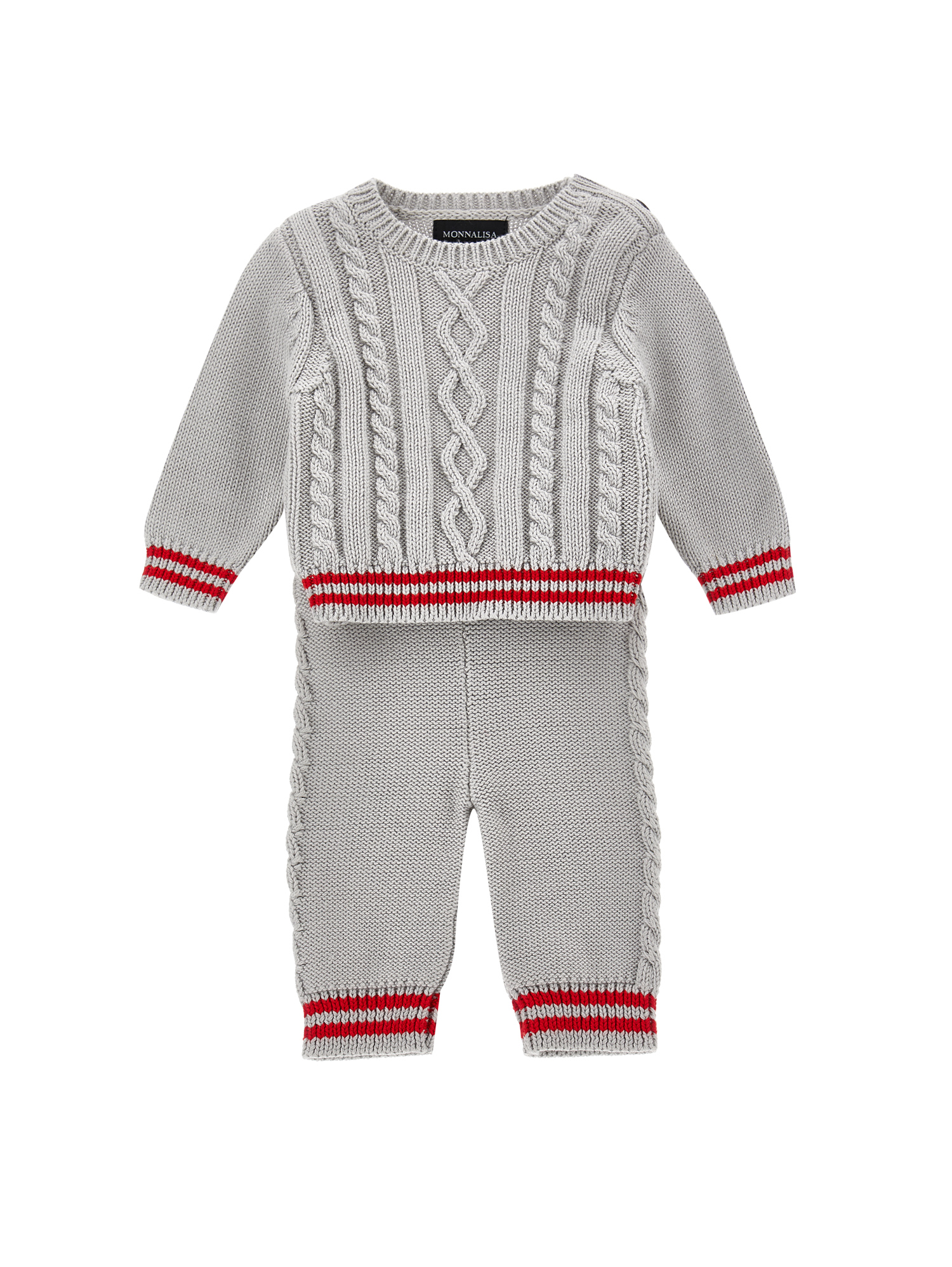 Monnalisa Babies'   Knitted Outfit In Grey + Red