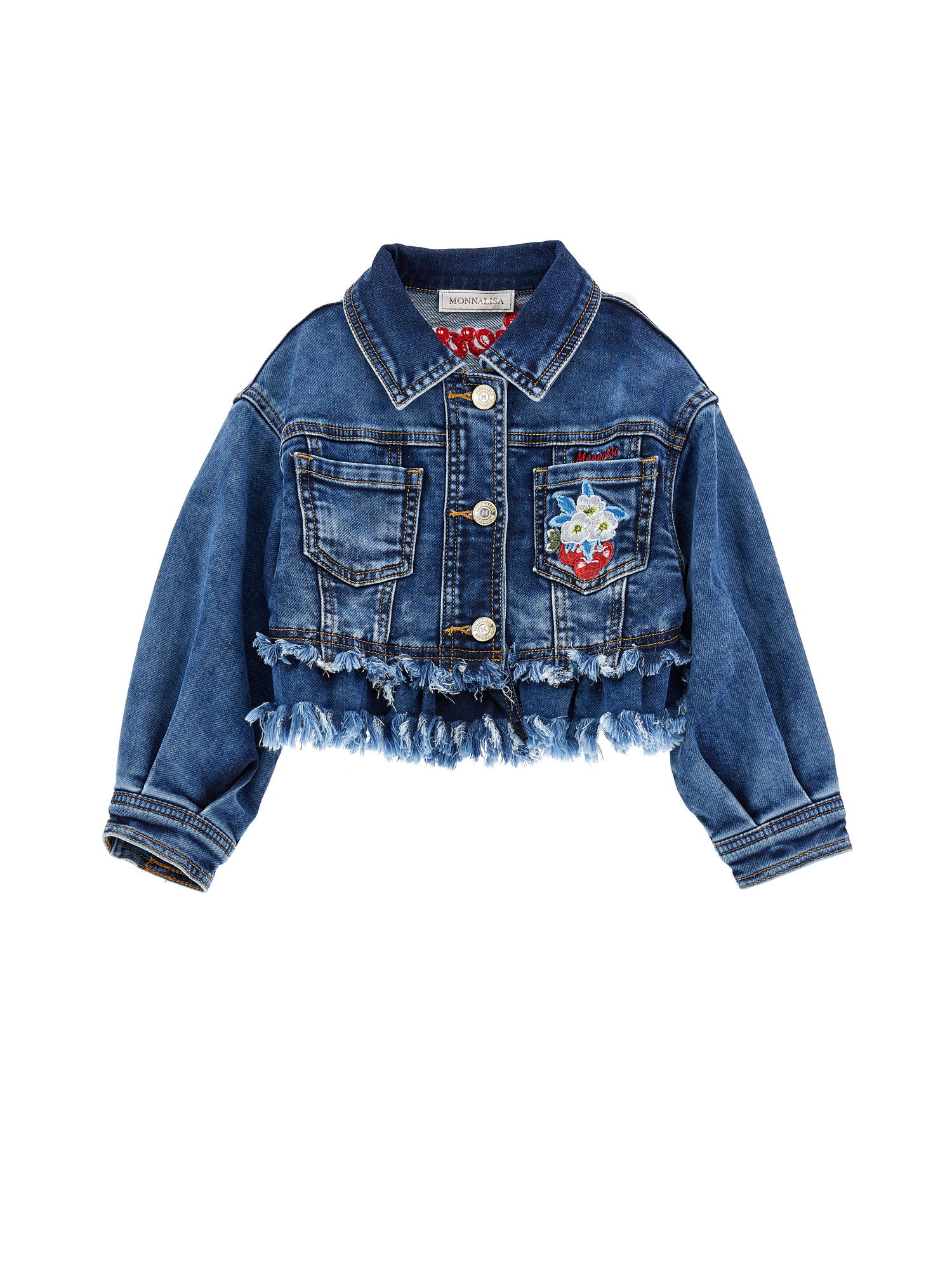 Monnalisa Giacchino jeans ricamato ciliegie