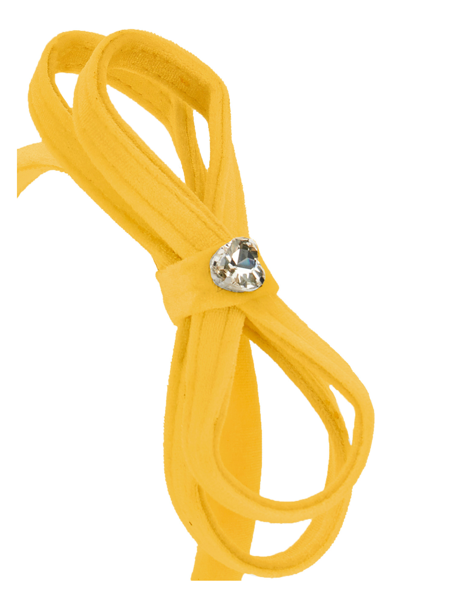 Shop Monnalisa Velvet Headband With Bow In Light Yellow