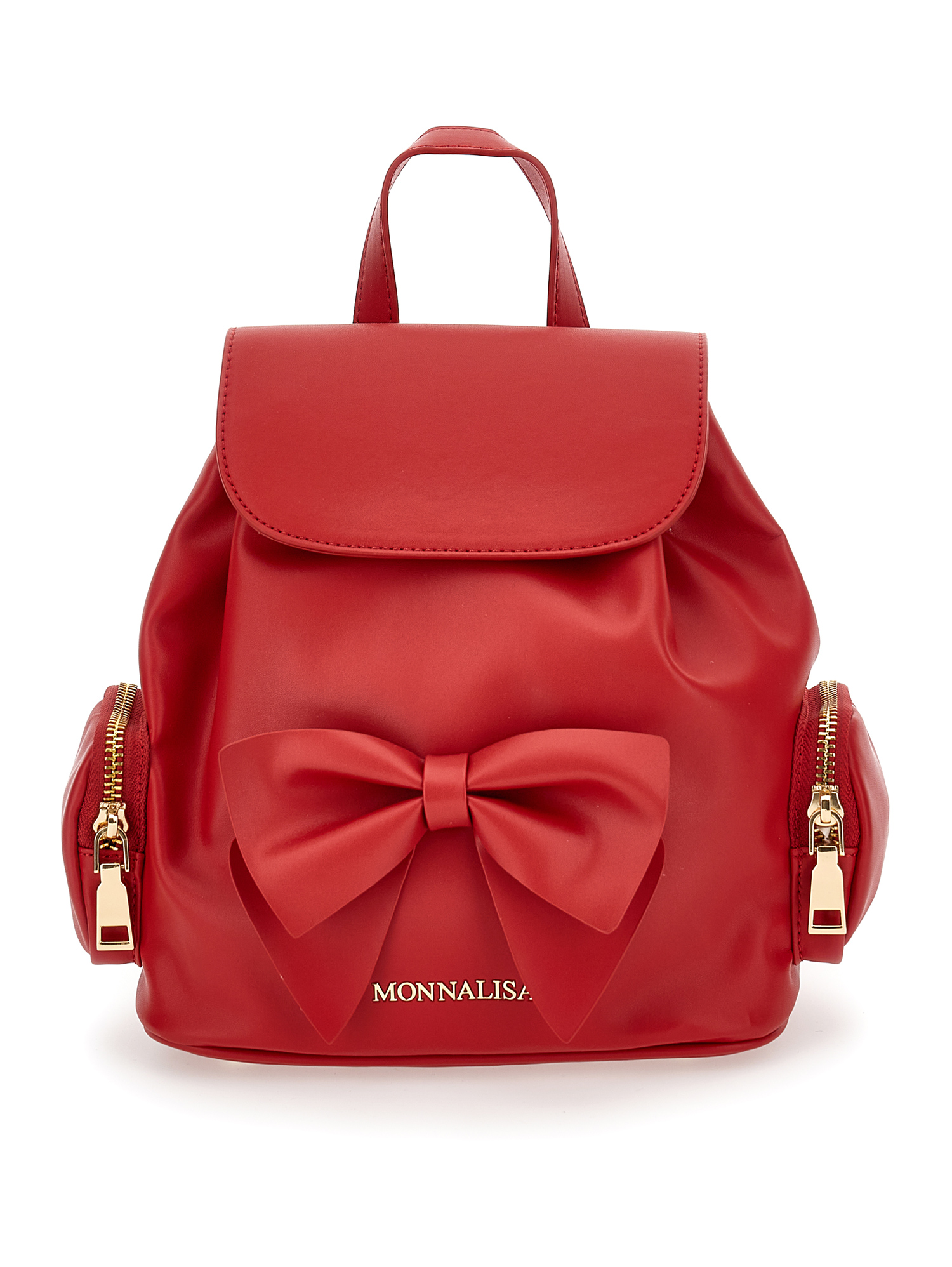 Monnalisa Regenerated Leather Backpack In Ruby Red