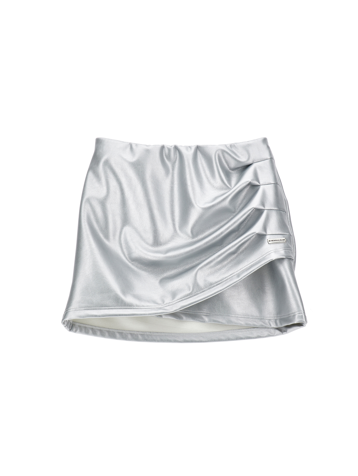 Monnalisa Short Coated Fabric Skirt In Silver