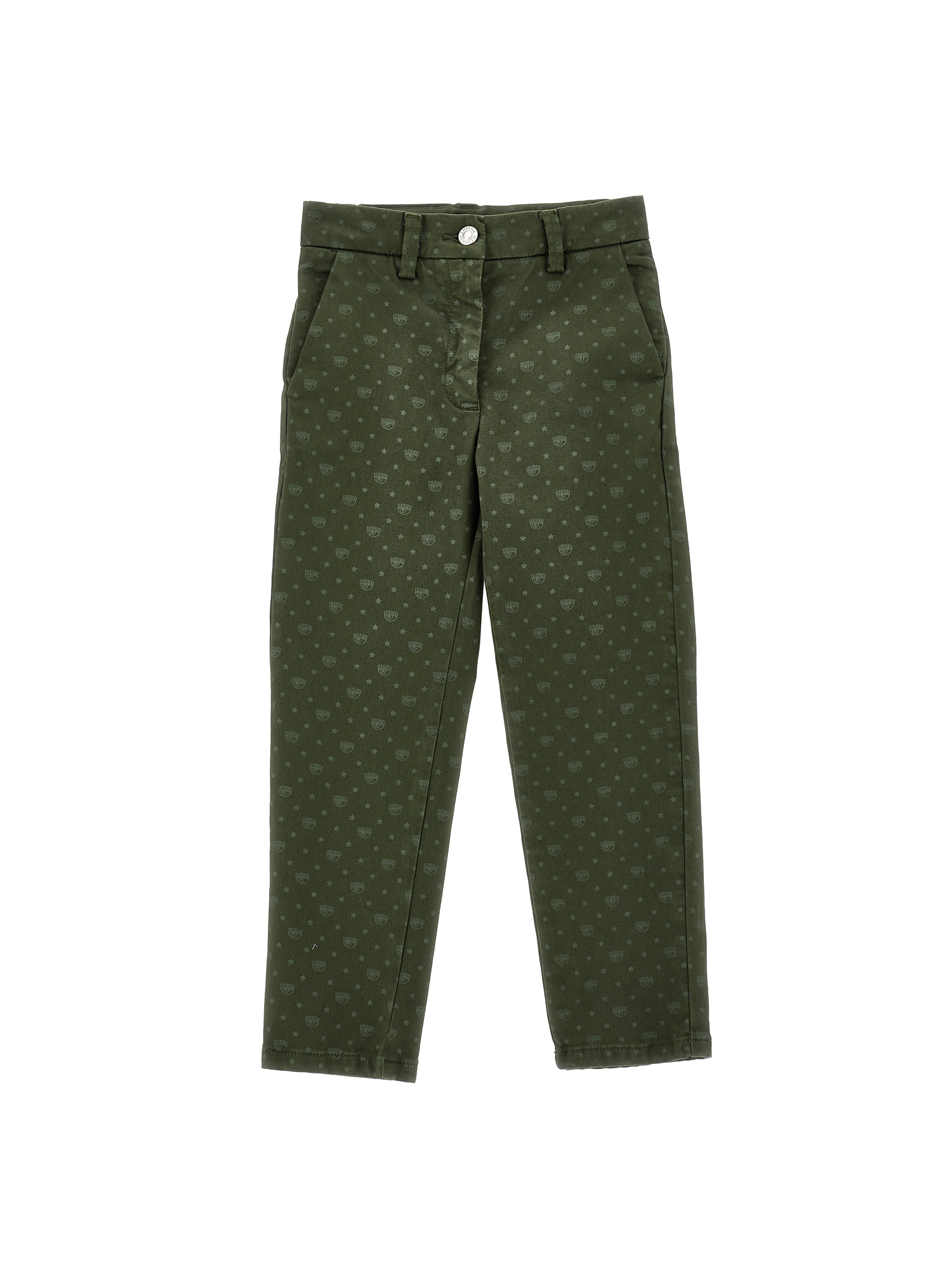 Chiara Ferragni Kids'   Embroidered Drill Trousers In Brindle