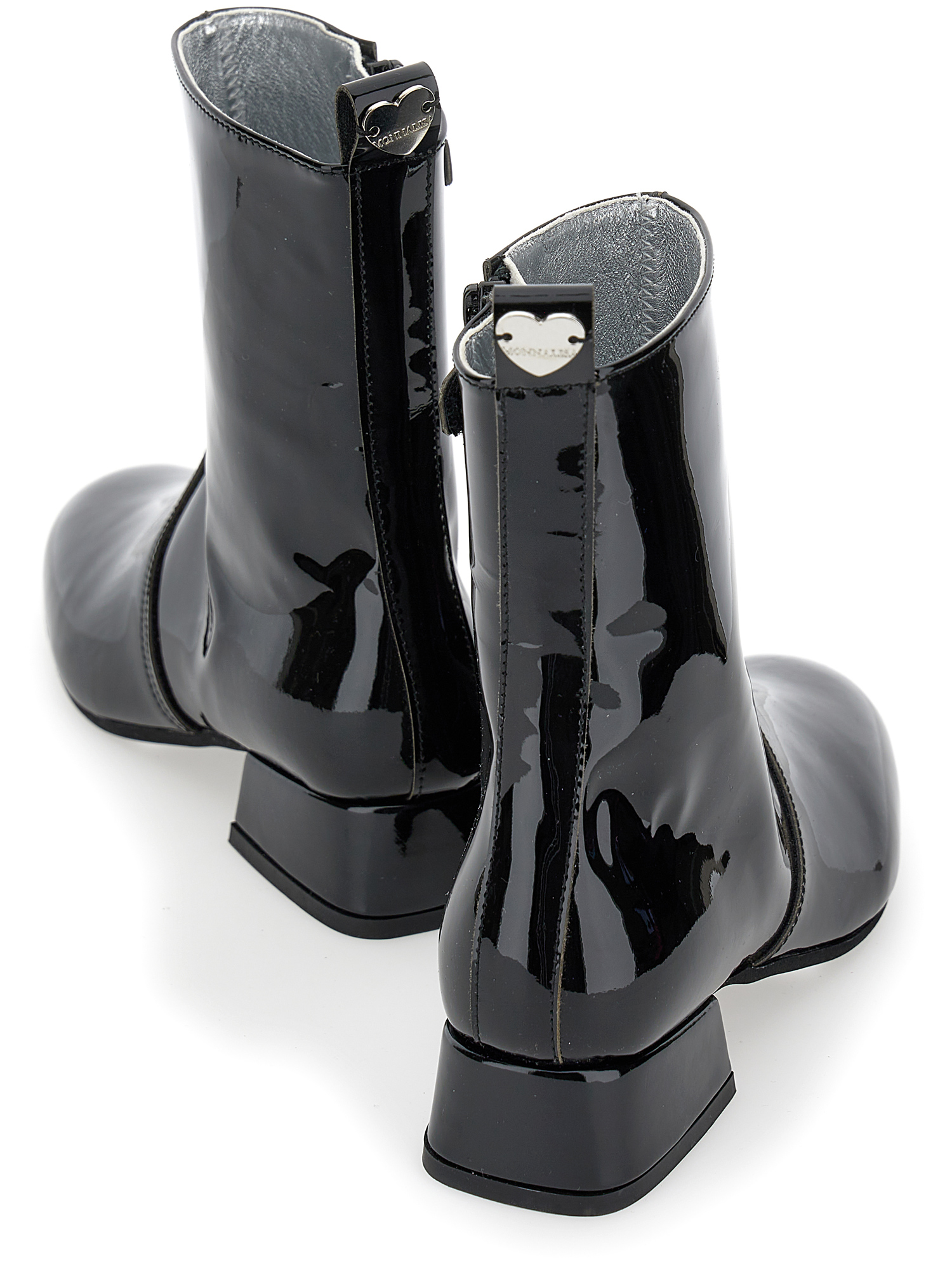 Monnalisa Patent Leather Ankle Boots With Heel In Black