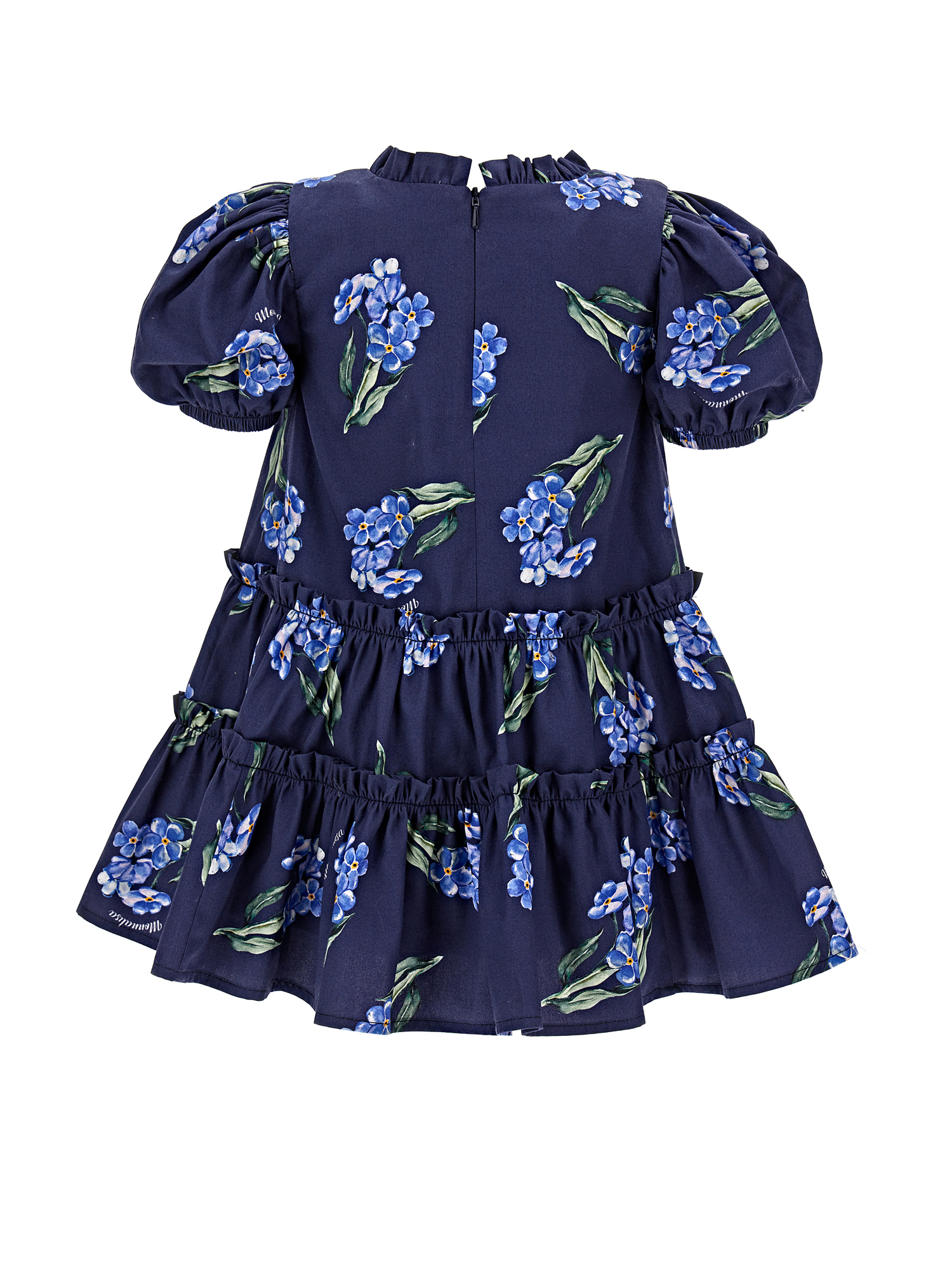 Shop Monnalisa Floral Print Flared Dress In Navy Blue