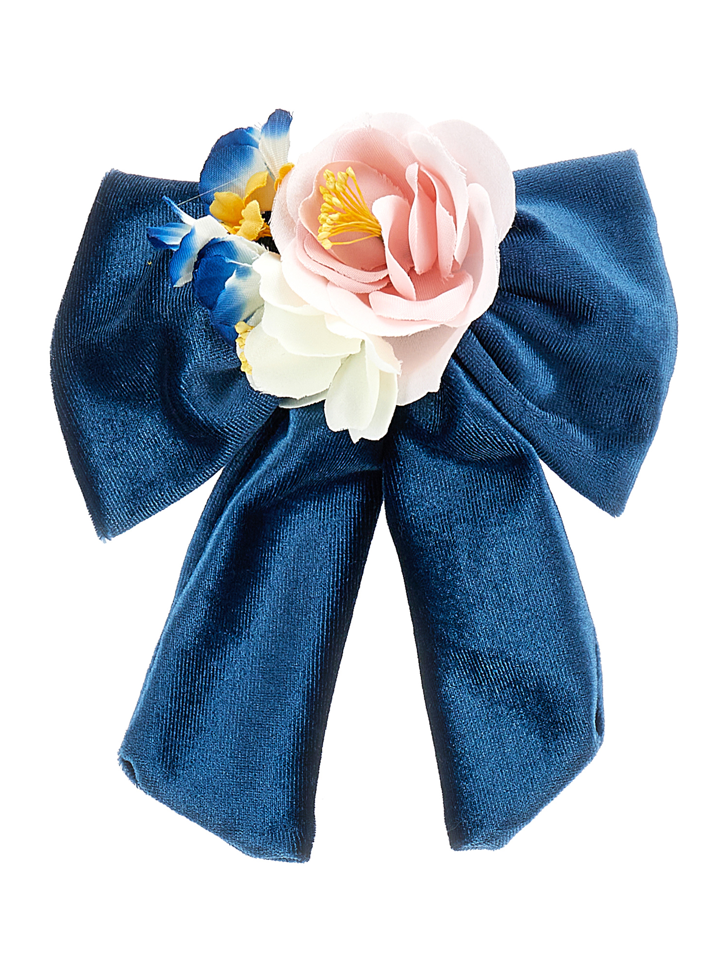 Monnalisa Velvet Clasp Brooch In Navy Blue