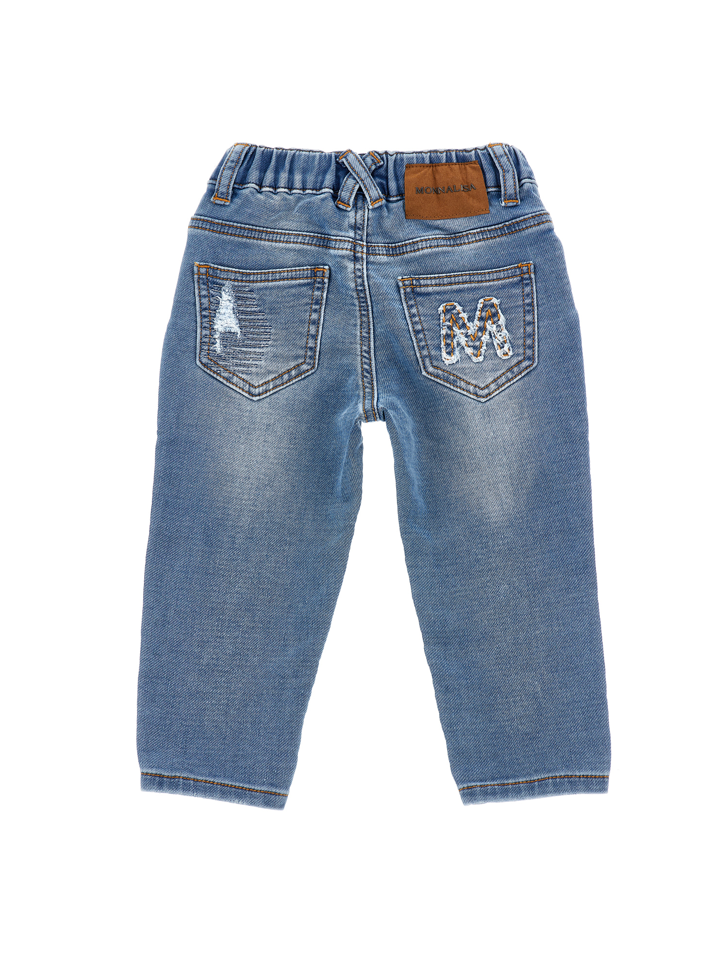 Monnalisa Fleece Trousers Embroidered On The Back In Vintage Blue