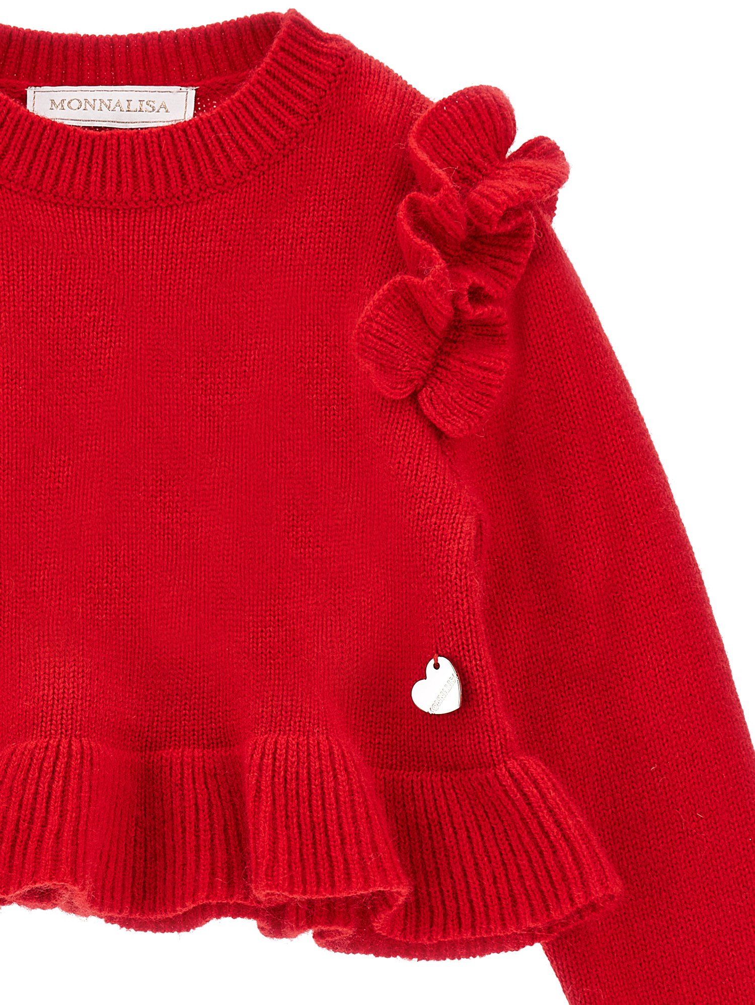 Monnalisa Soft Knitted Sweater In Ruby Red