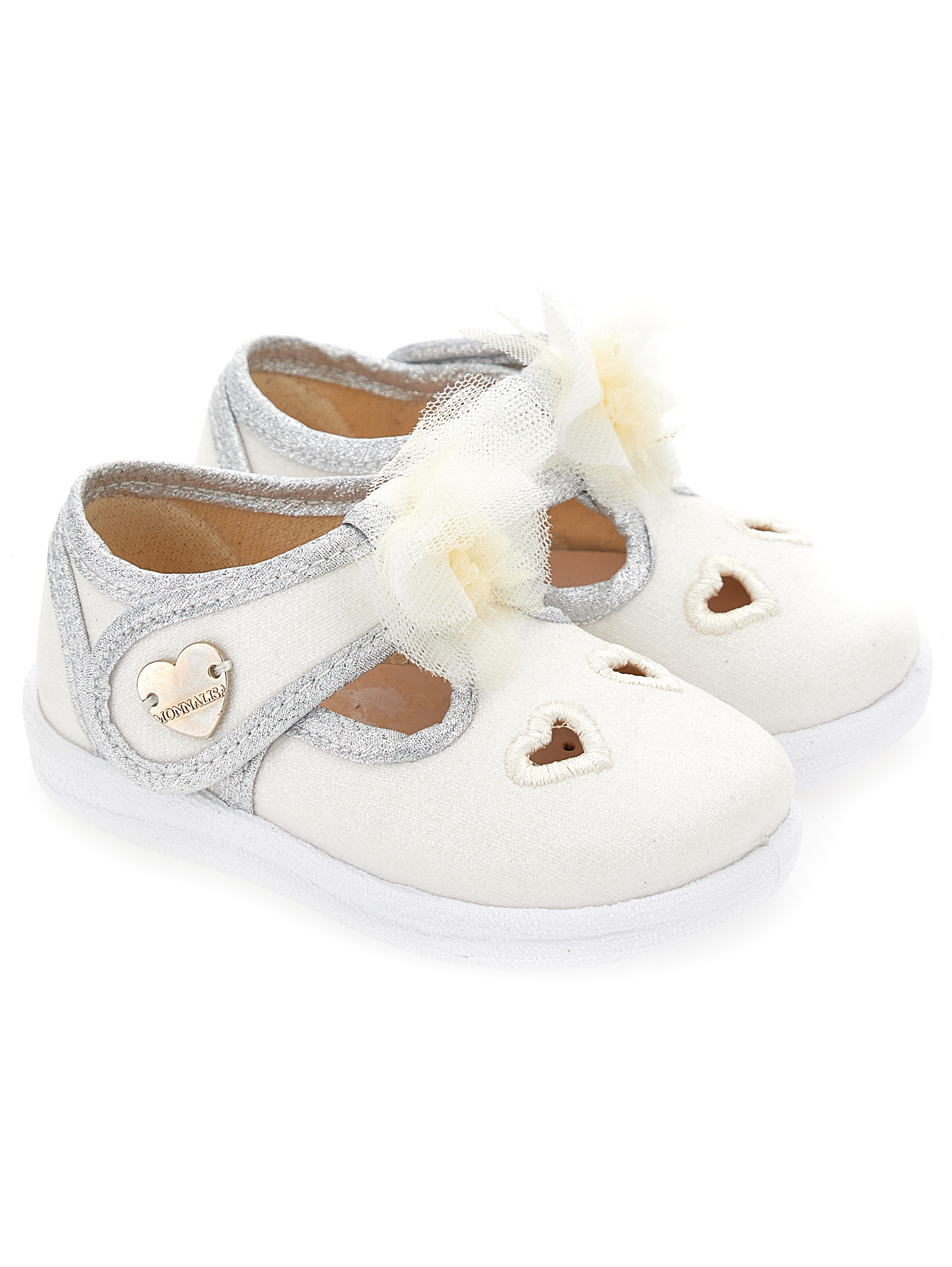 Shop Monnalisa Glitter Sandals With Butterfly In Glitter Cream
