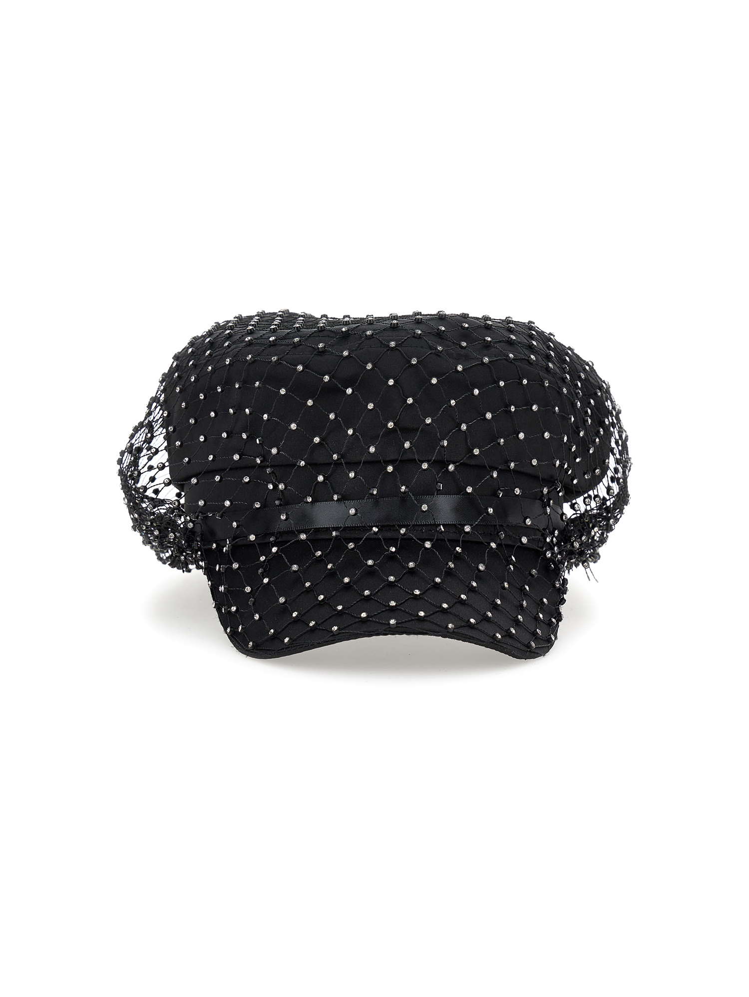 Monnalisa Satin Hat With Rhinestones In Black